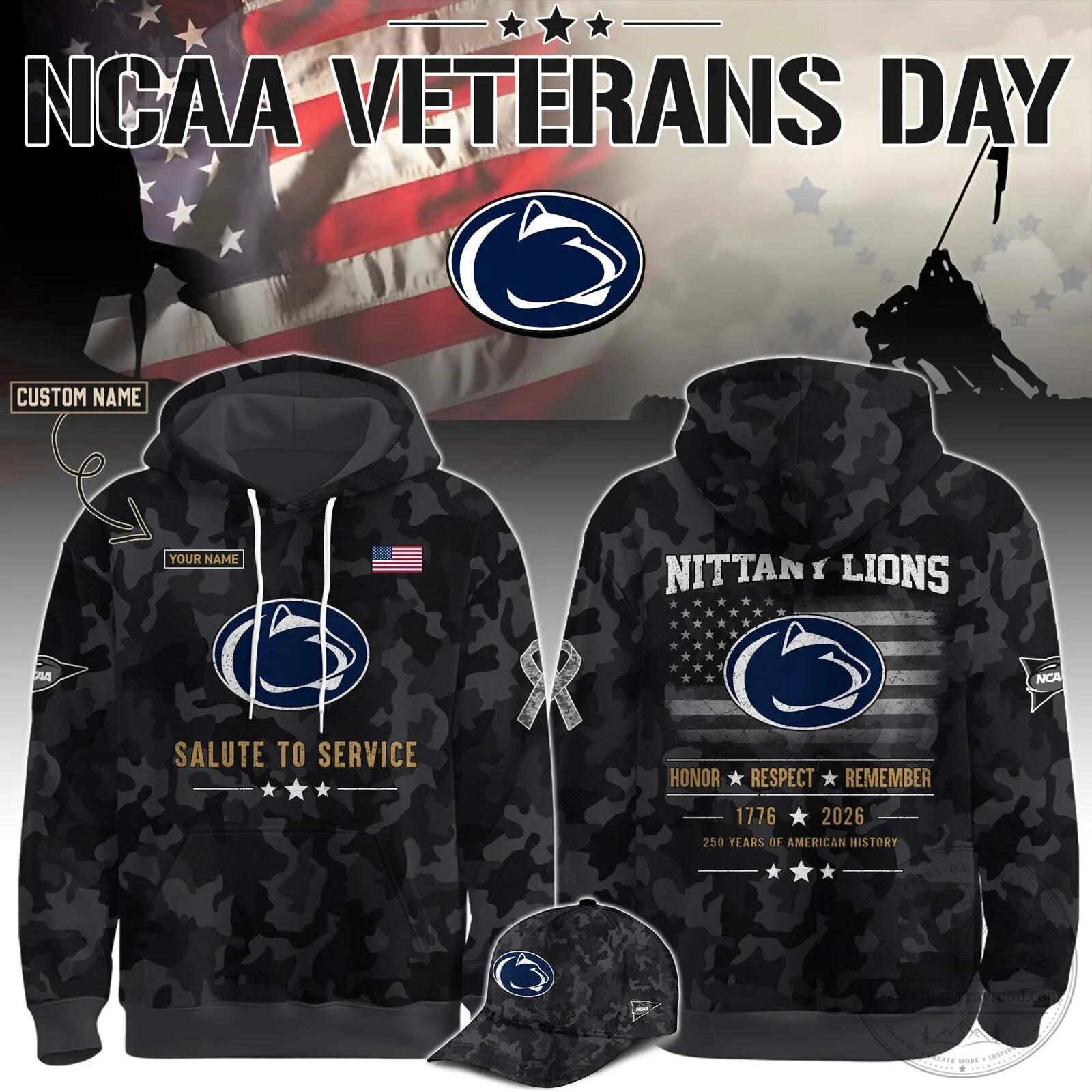 Penn State Nittany Lions Veterans Day Camouflage Hoodie