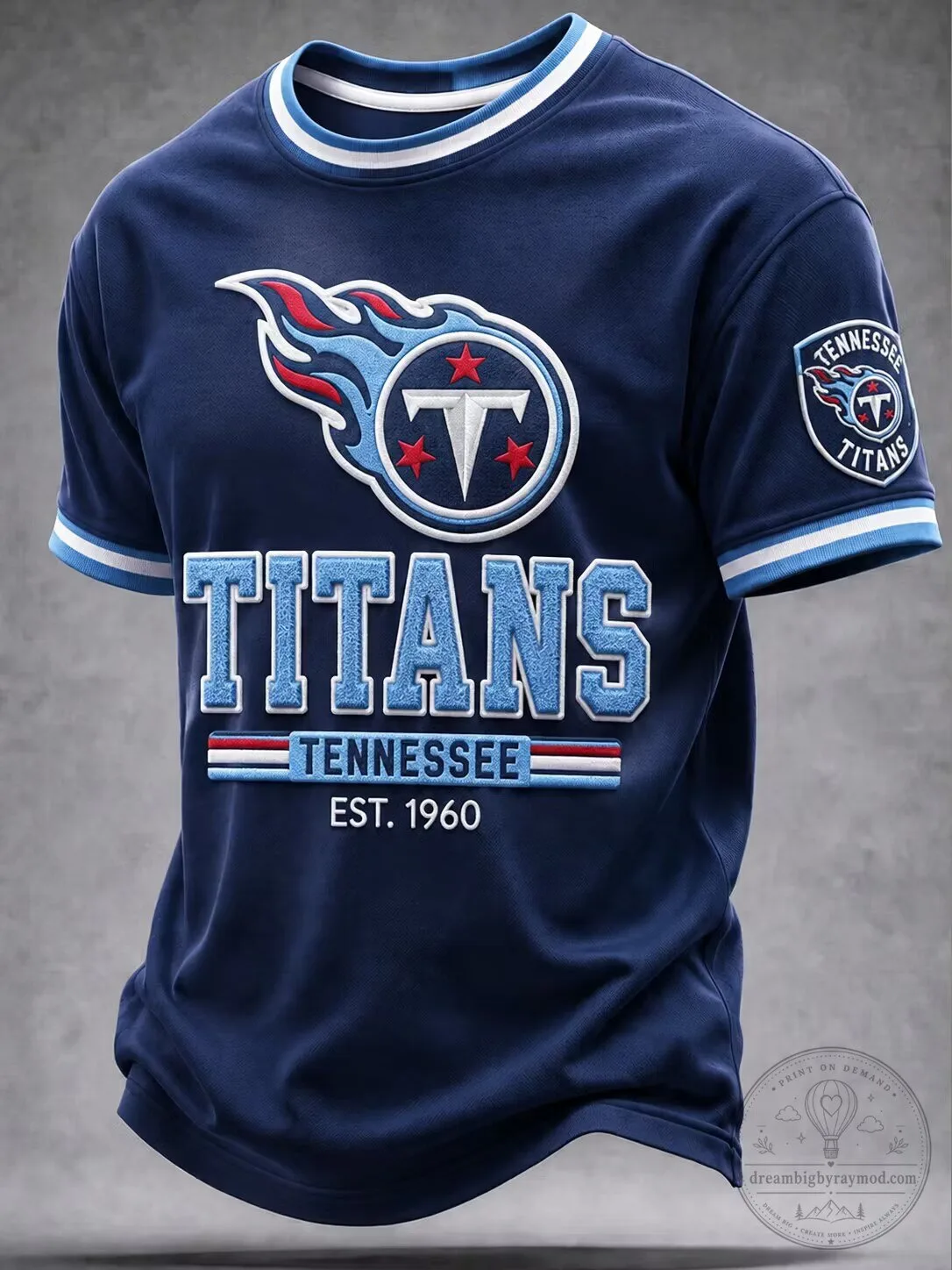 Tennessee Titans Football Team Navy Blue Fan Apparel T-Shirt