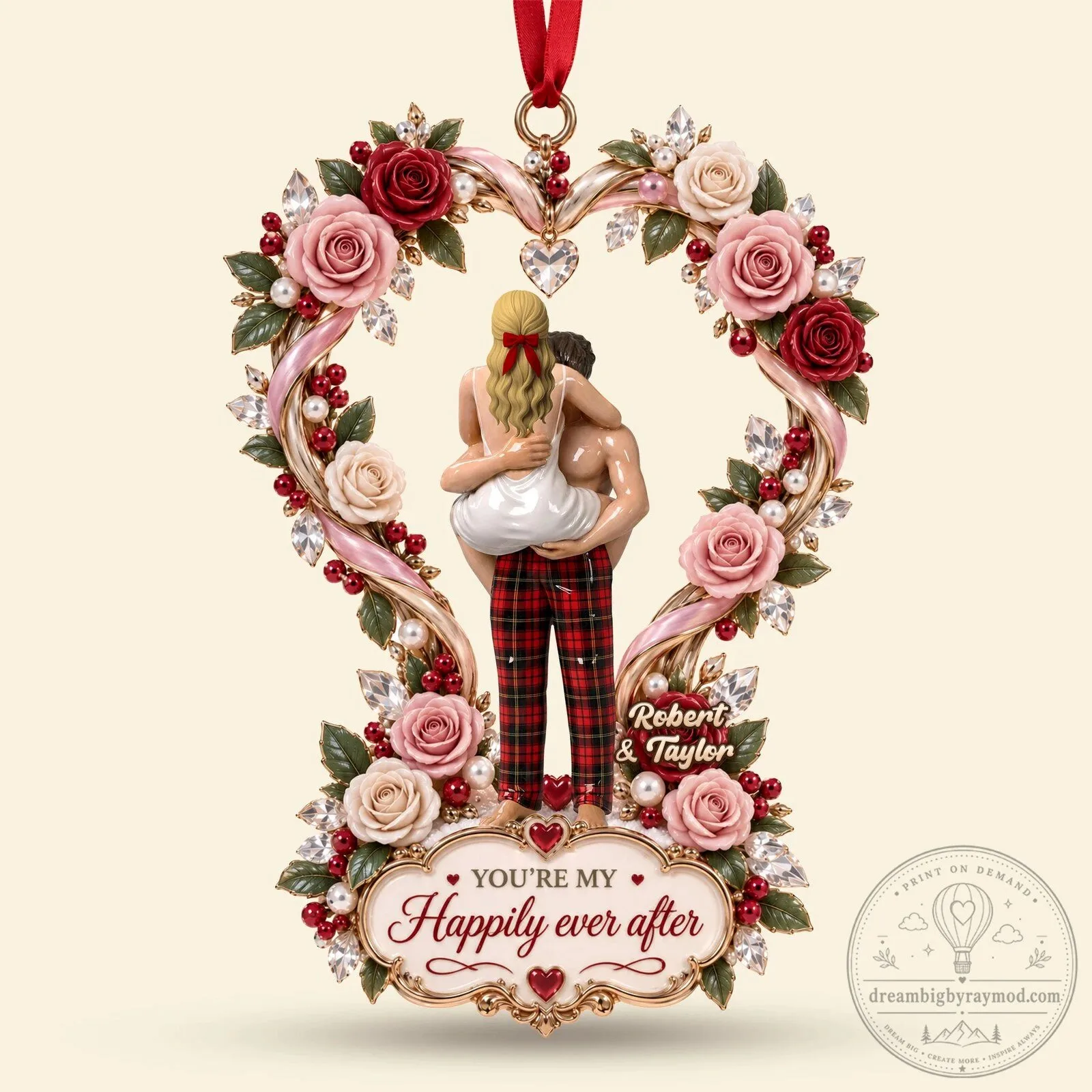 Personalized Couple Happily Ever After Heart Shaped Christmas Ornament 5 Personalized Couple Happily Ever After Heart Shaped Christmas Ornament
