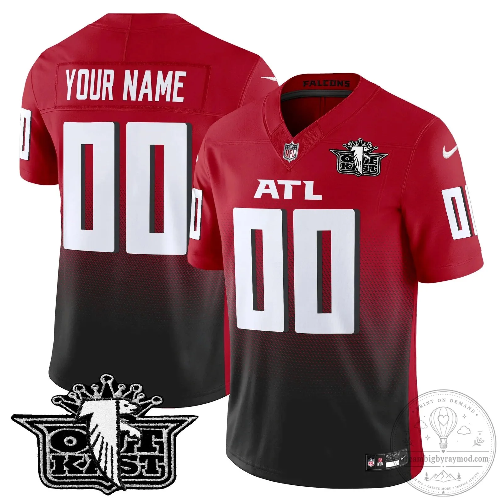 Atlanta Falcons Outkast Black Custom Football Jersey 7 Atlanta Falcons Outkast Black Custom Football Jersey