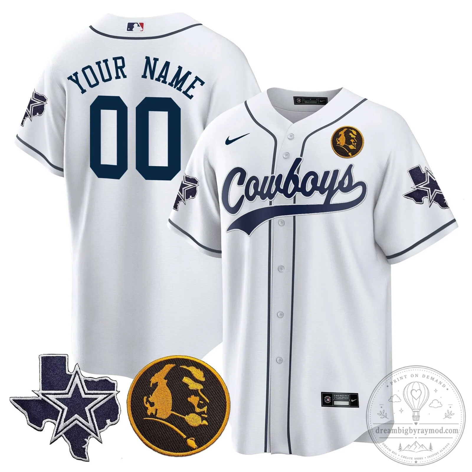 John Madden Dallas Cowboys Custom Baseball Jersey