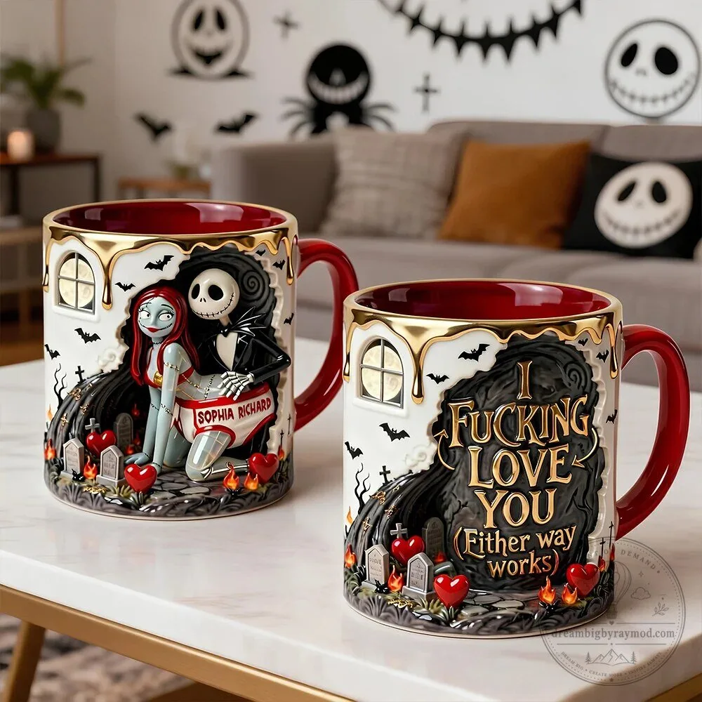 Nightmare Before Christmas Jack and Sally I Fucking Love You Halloween Mug