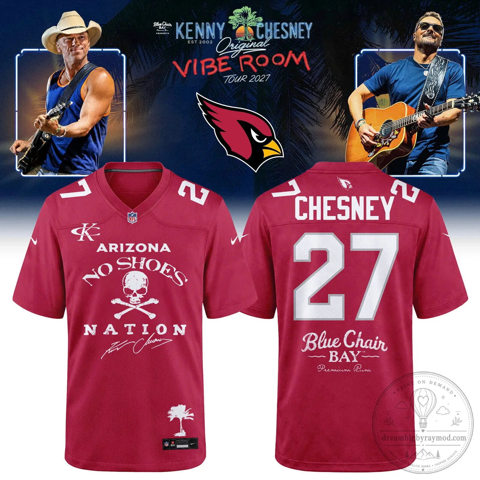 Kenny Chesney No Shoes Nation Arizona Cardinals Football Jersey