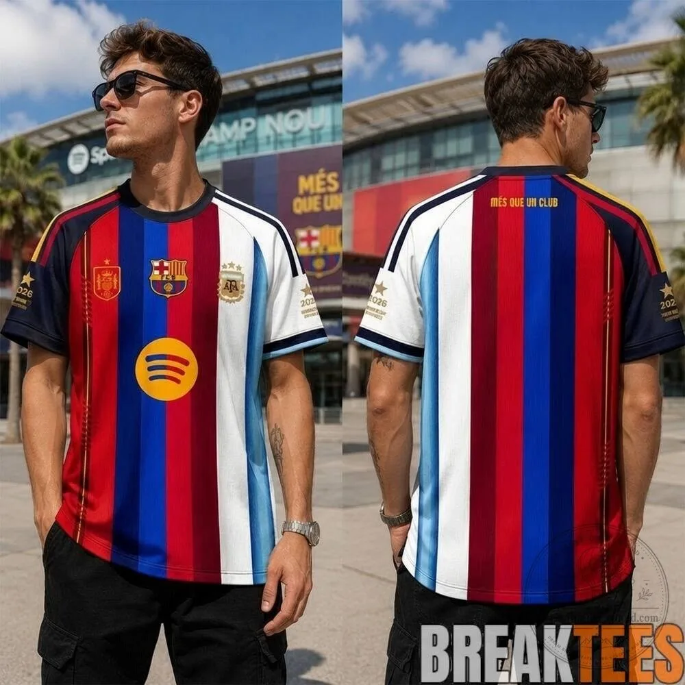 Argentina Spain Barcelona 2026 World Cup Half and Half Football Jersey 4 Argentina Spain Barcelona 2026 World Cup Half and Half Football Jersey