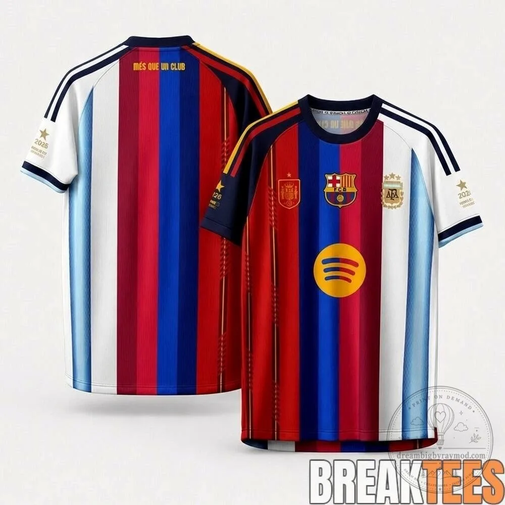 Argentina Spain Barcelona 2026 World Cup Half and Half Football Jersey 5 Argentina Spain Barcelona 2026 World Cup Half and Half Football Jersey