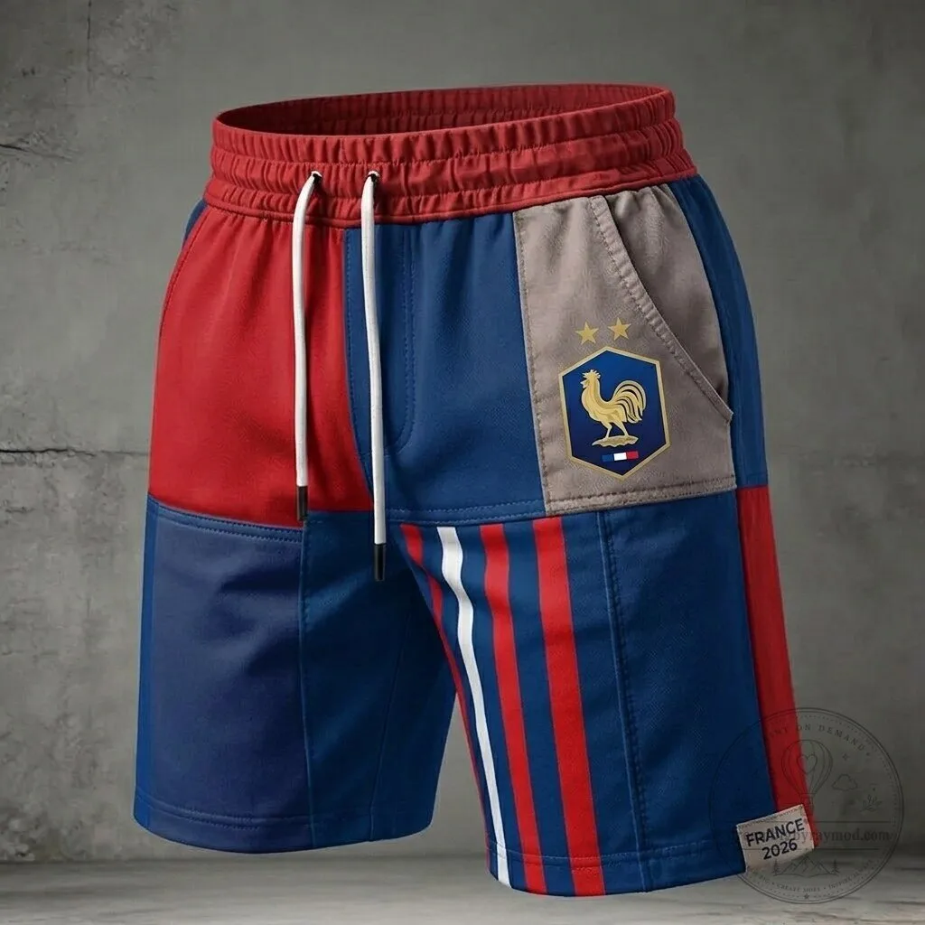 France Football Team Patchwork Athletic Shorts