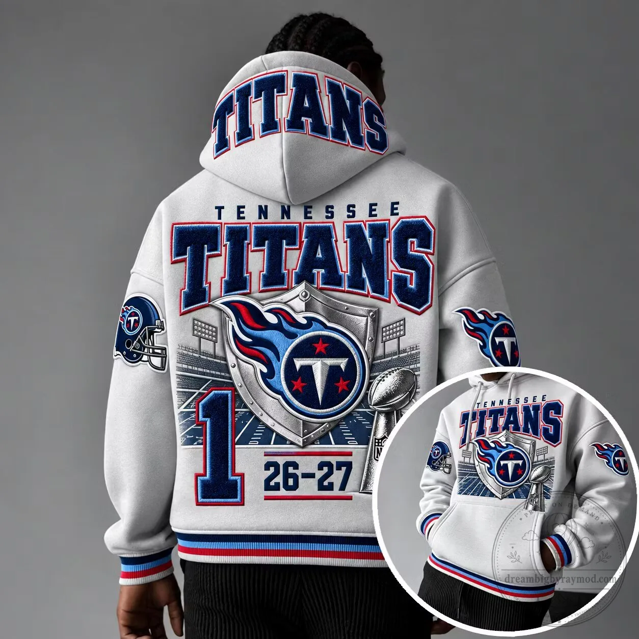 Tennessee Titans NFL Football Team Logo White Hoodie
