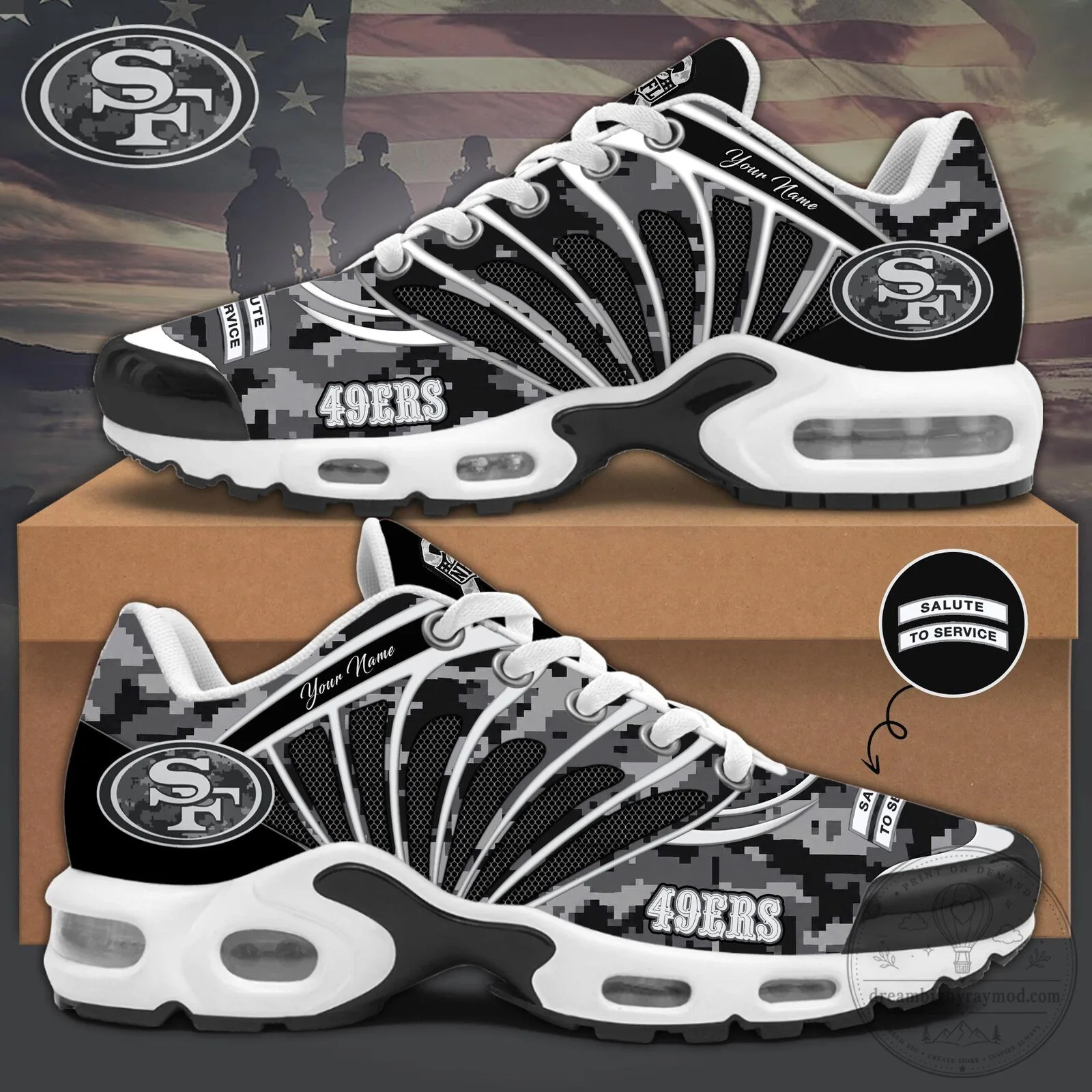 San Francisco 49ers Salute To Service Custom Name Sneakers