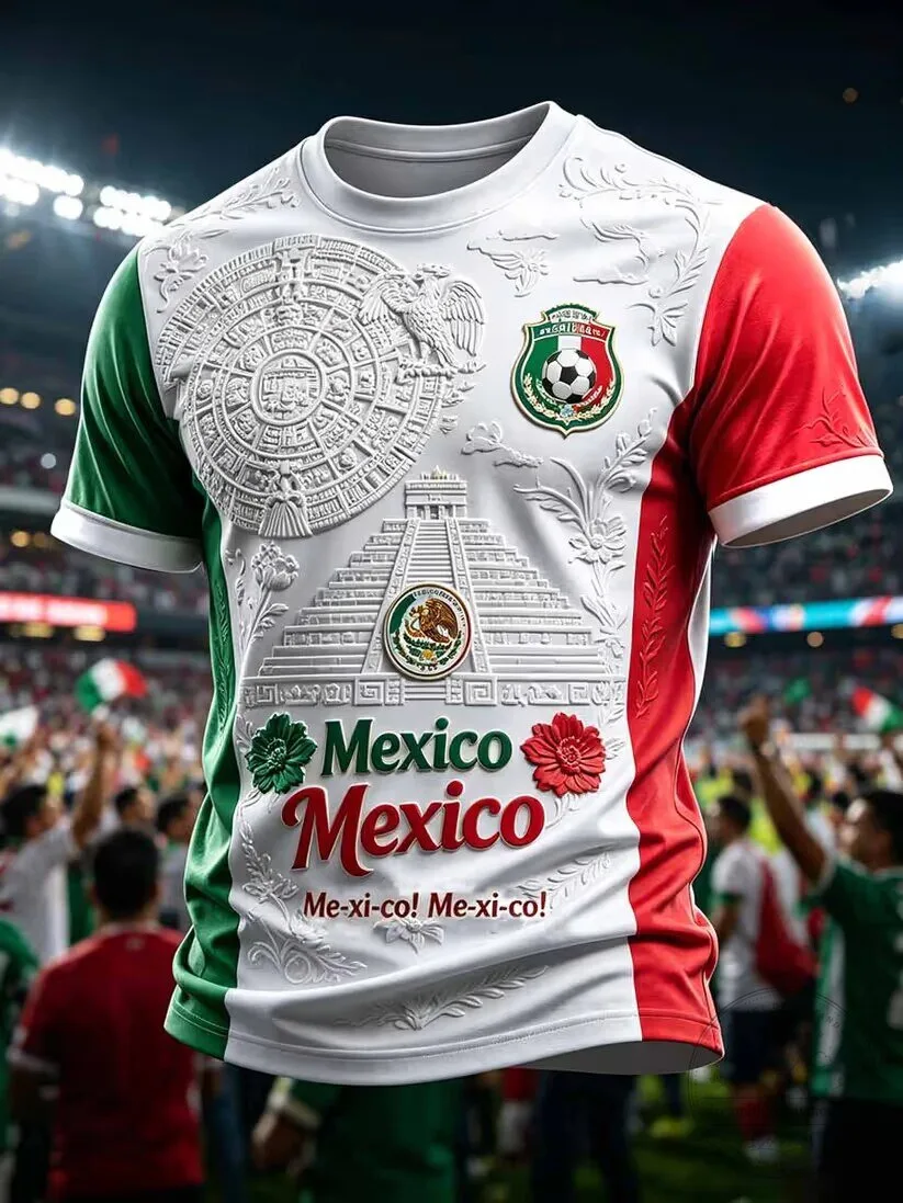 Mexico Soccer Aztec Calendar Pyramid Football Jersey