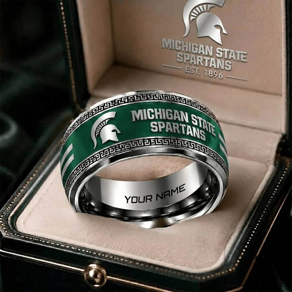 Michigan State Spartans NCAA Personalized Engraved Silver Ring