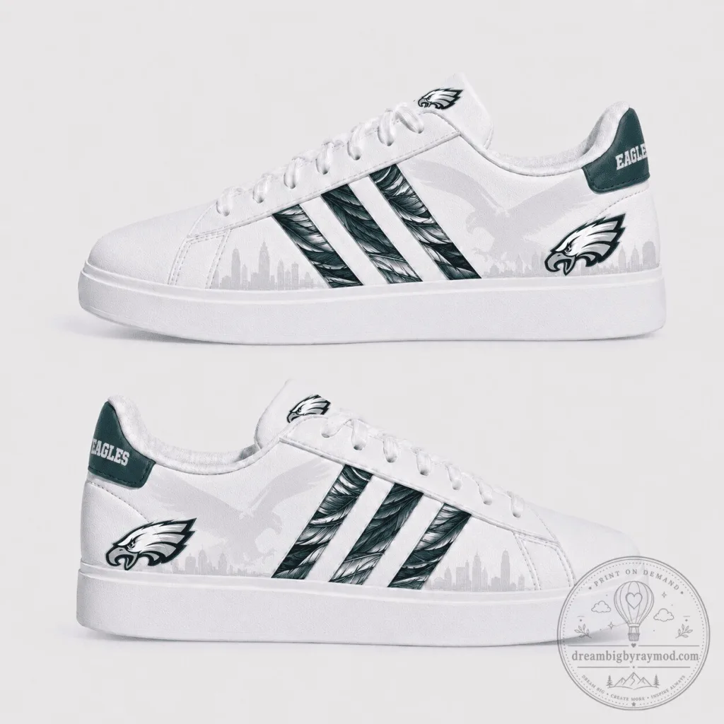 Philadelphia Eagles Football Team Logo White Sneakers Philadelphia Eagles Football Team Logo White Sneakers