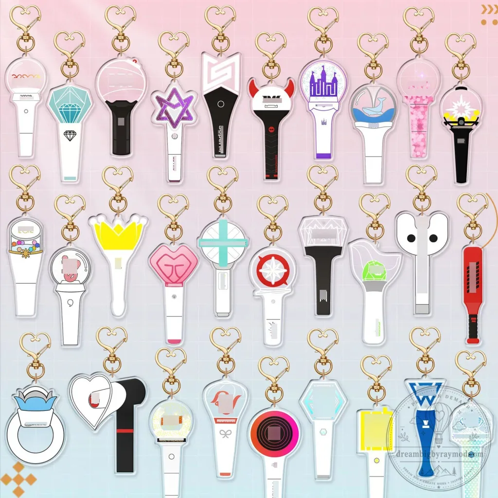 K-Pop Light Stick Acrylic Keychain Collection for Music Fans K-Pop Light Stick Acrylic Keychain Collection for Music Fans