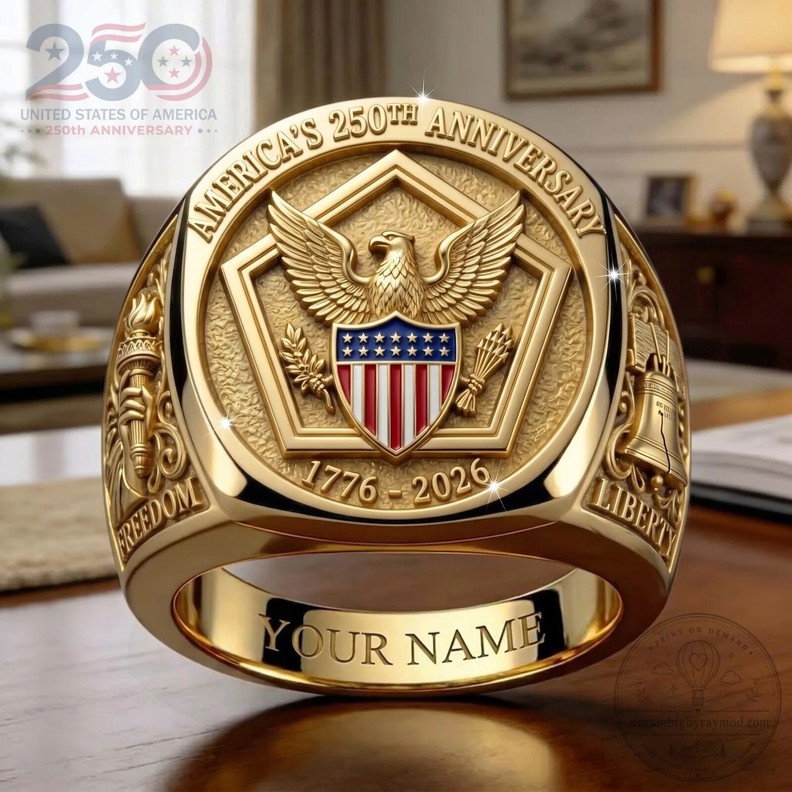America's 250th Anniversary United States of America Freedom Liberty Ring