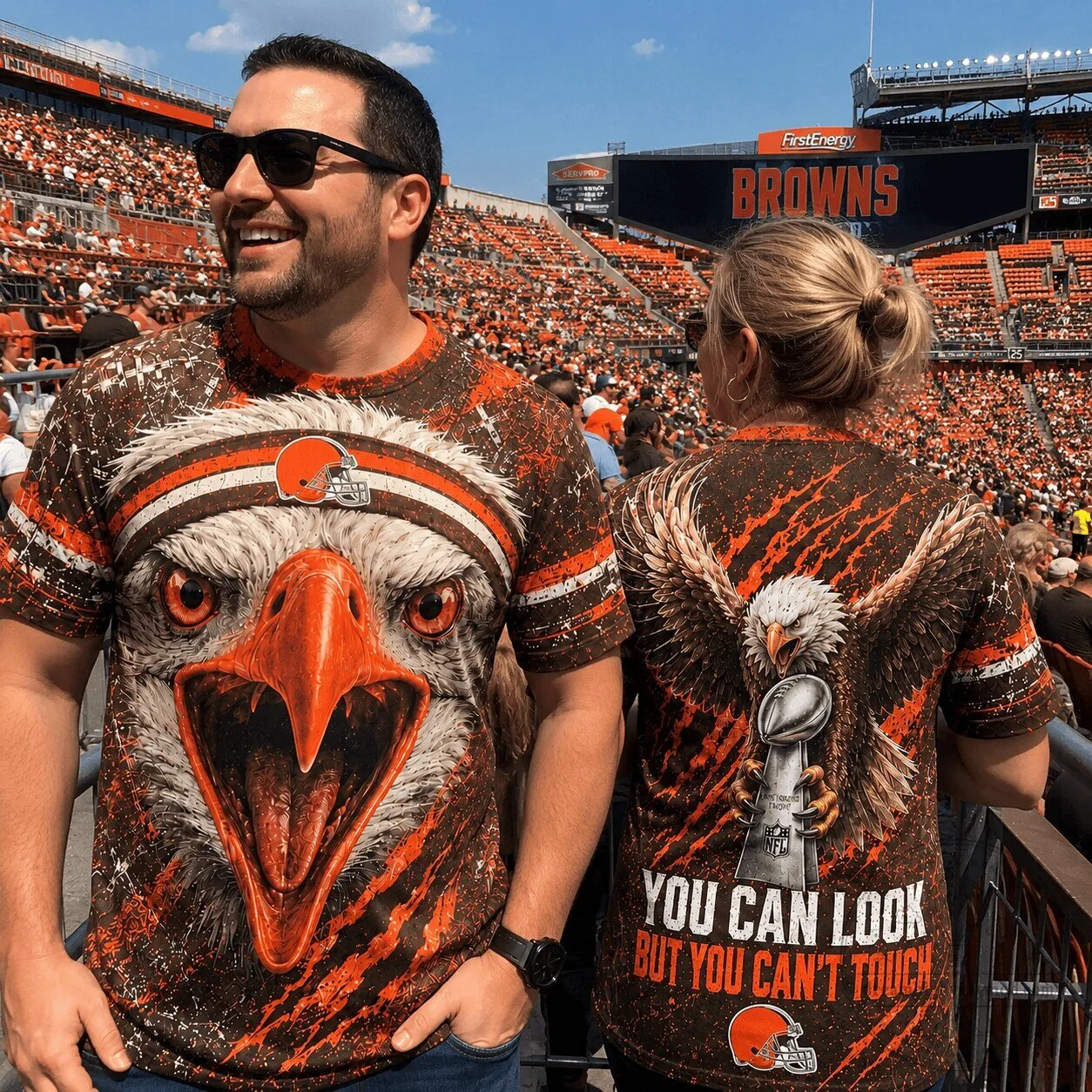 Cleveland Browns Football Eagle Championship Trophy Graphic T-Shirt