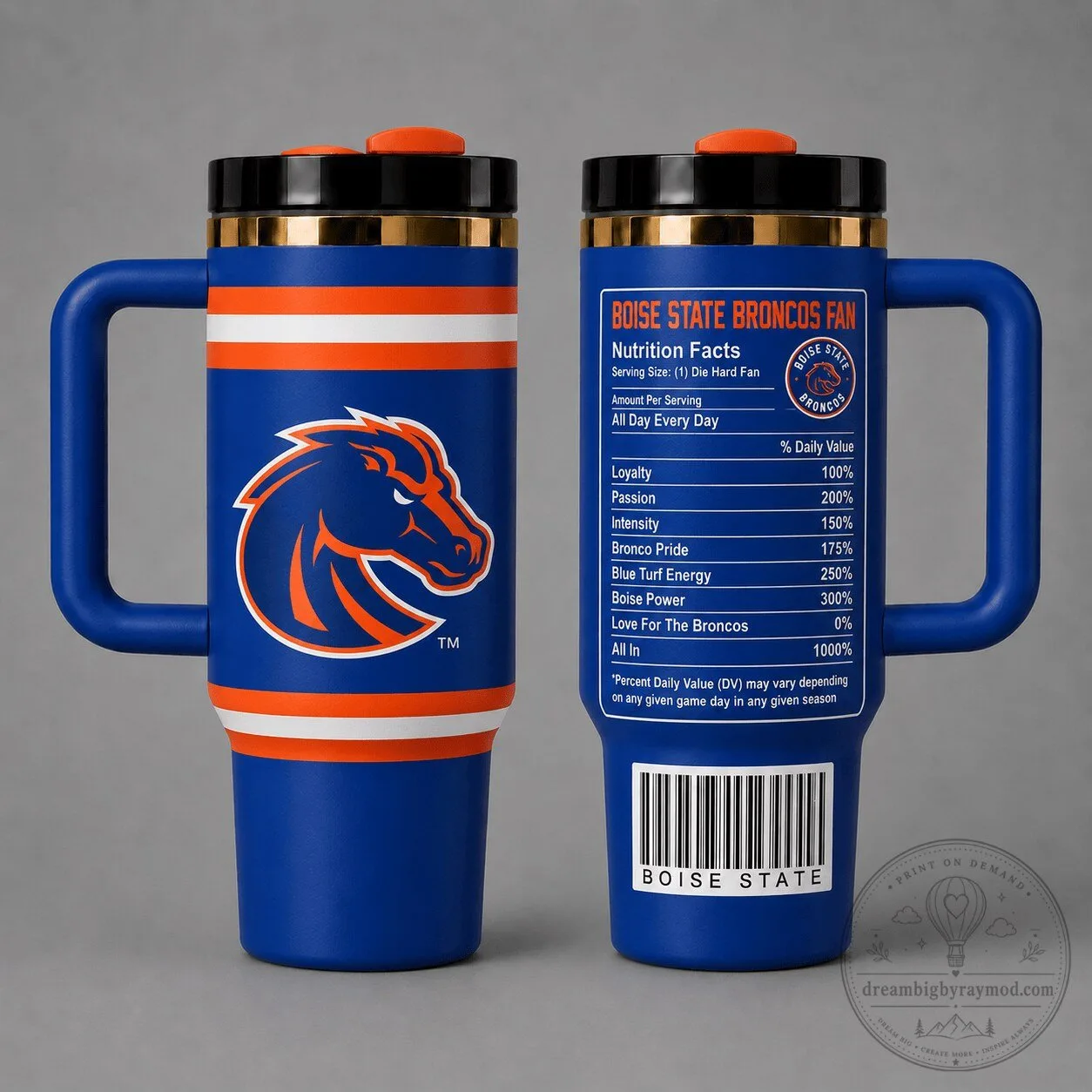Boise State Broncos Football Team Nutrition Facts Insulated Tumbler Mug