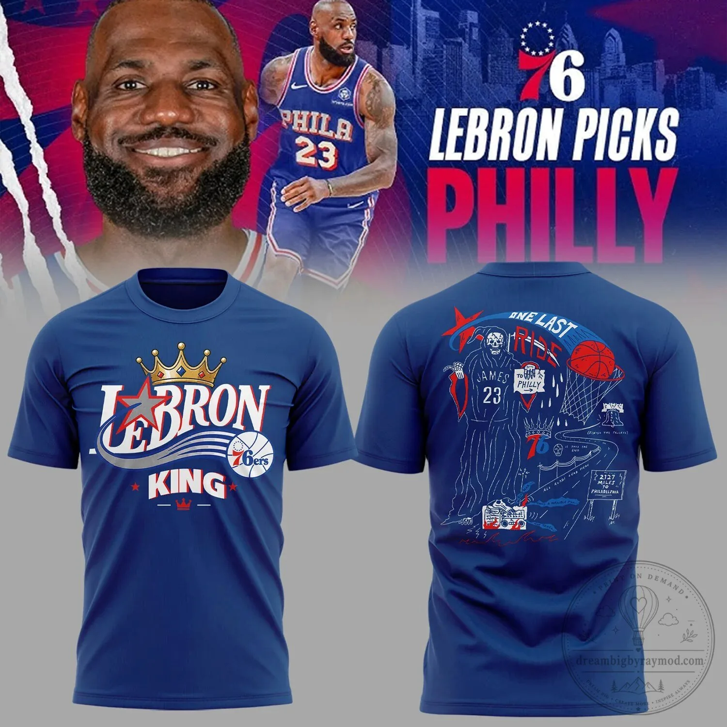 LeBron James Fan T-Shirt for Sixers King Basketball Supporters