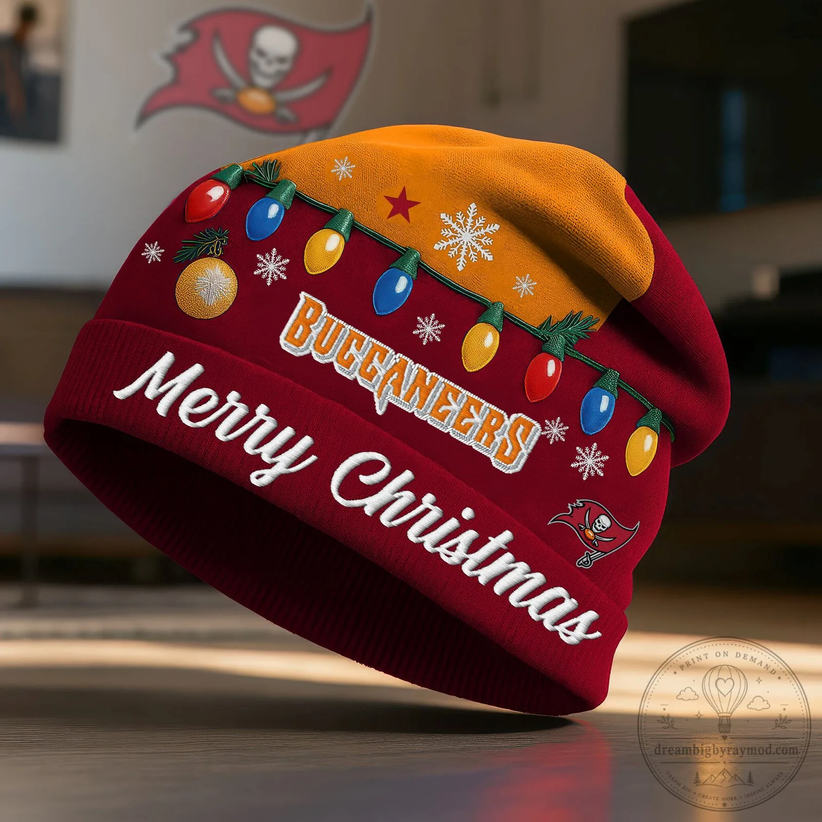 Tampa Bay Buccaneers Merry Christmas Holiday Beanie Hat