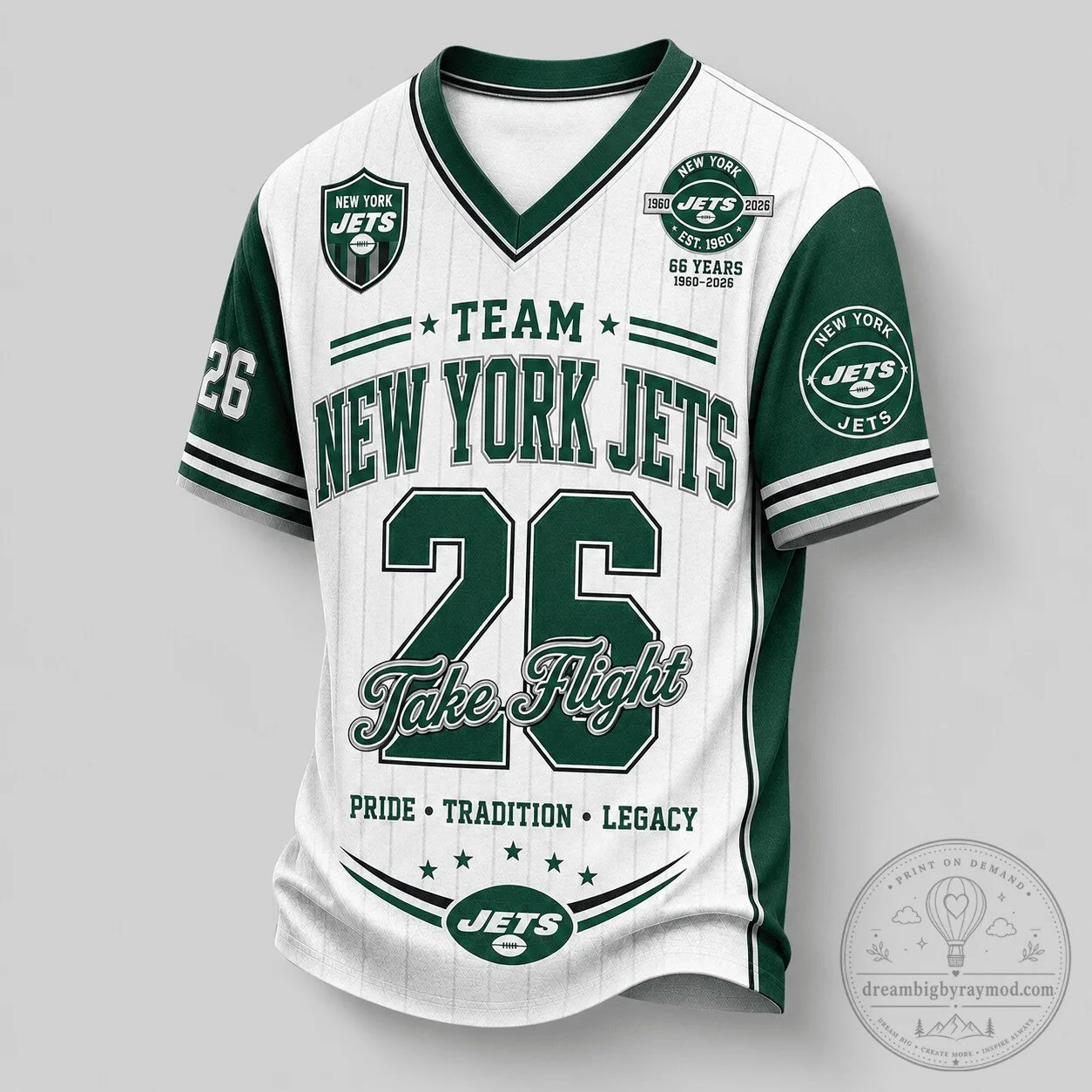 New York Jets Legacy Pride V-Neck Baseball Jersey