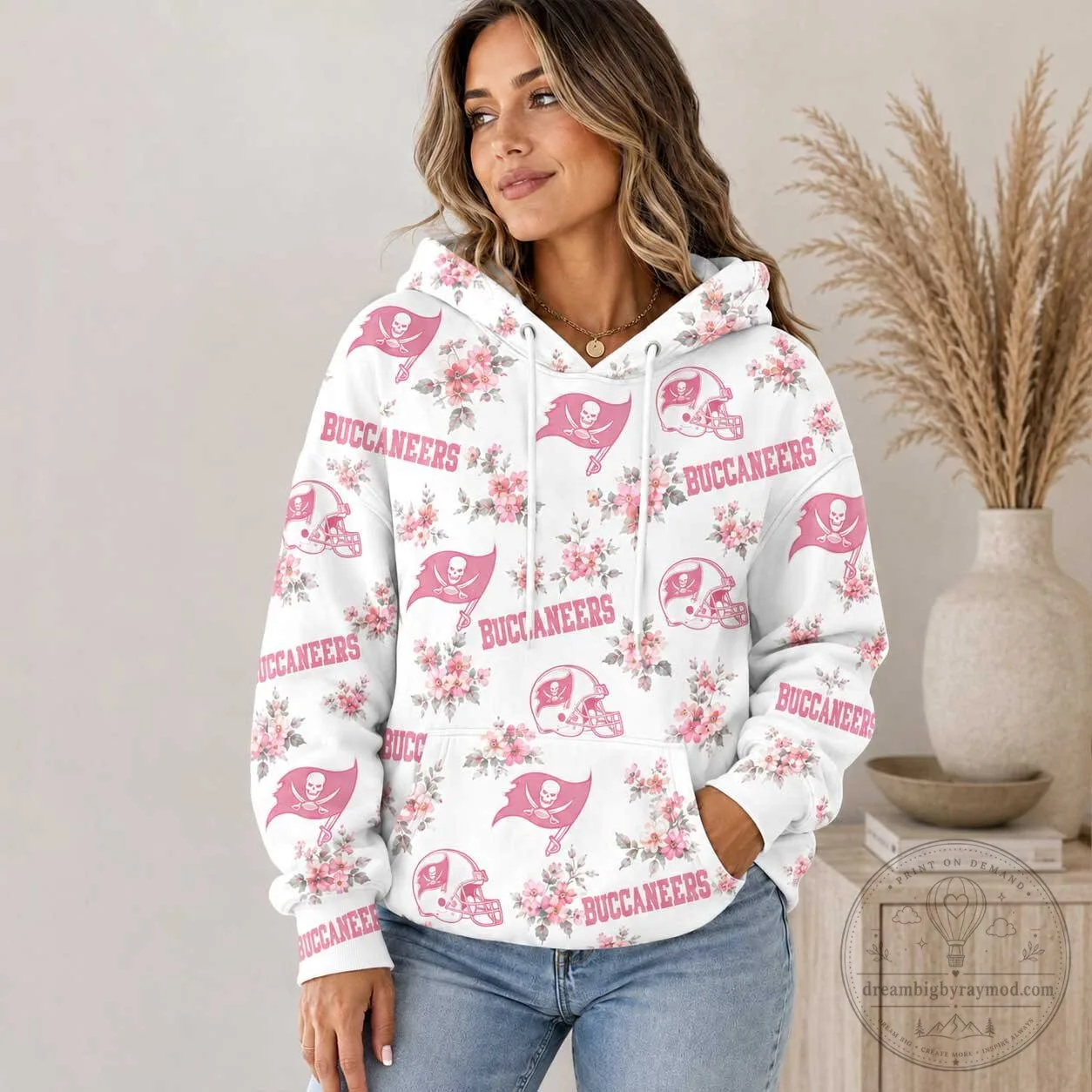Tampa Bay Buccaneers Pink Floral Team Pride Hoodie for Women