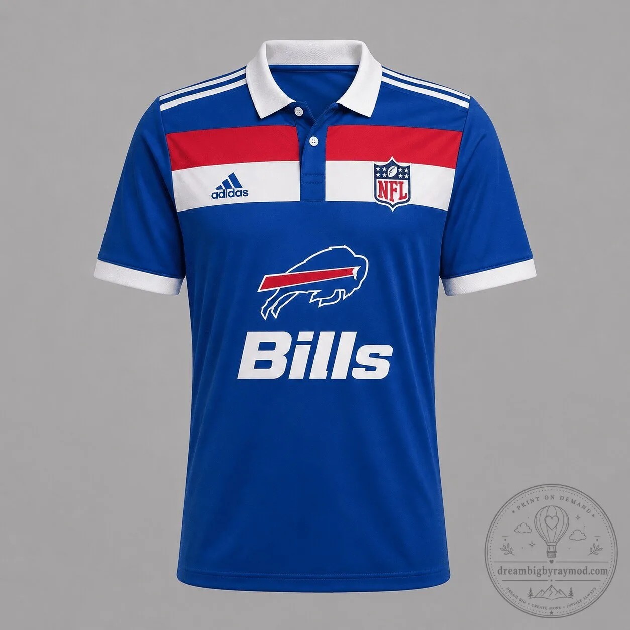 Buffalo Bills National Football League Premium Blue White Red Polo Shirt