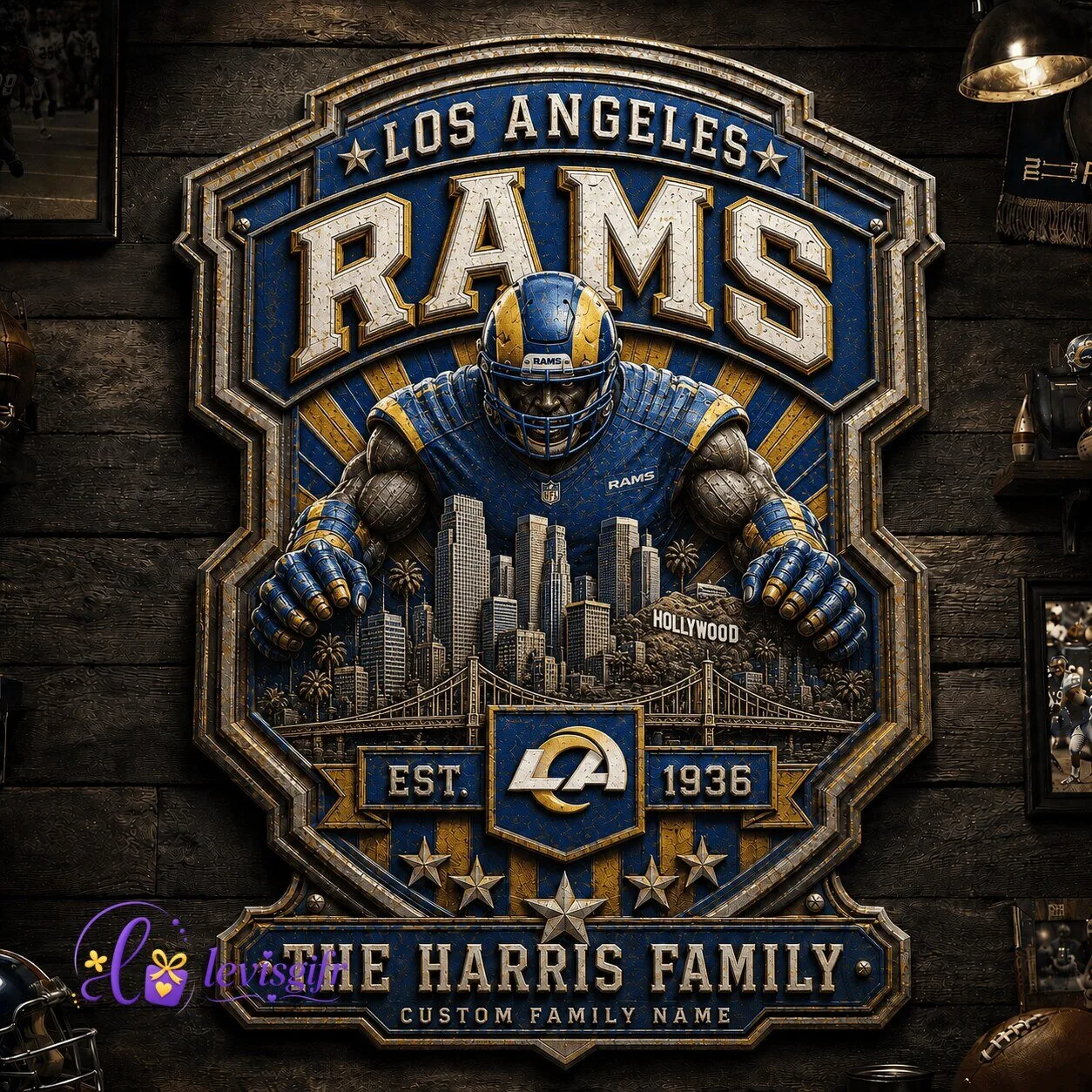 Los Angeles Rams Football Personalized Vintage Retro Metal Sign City