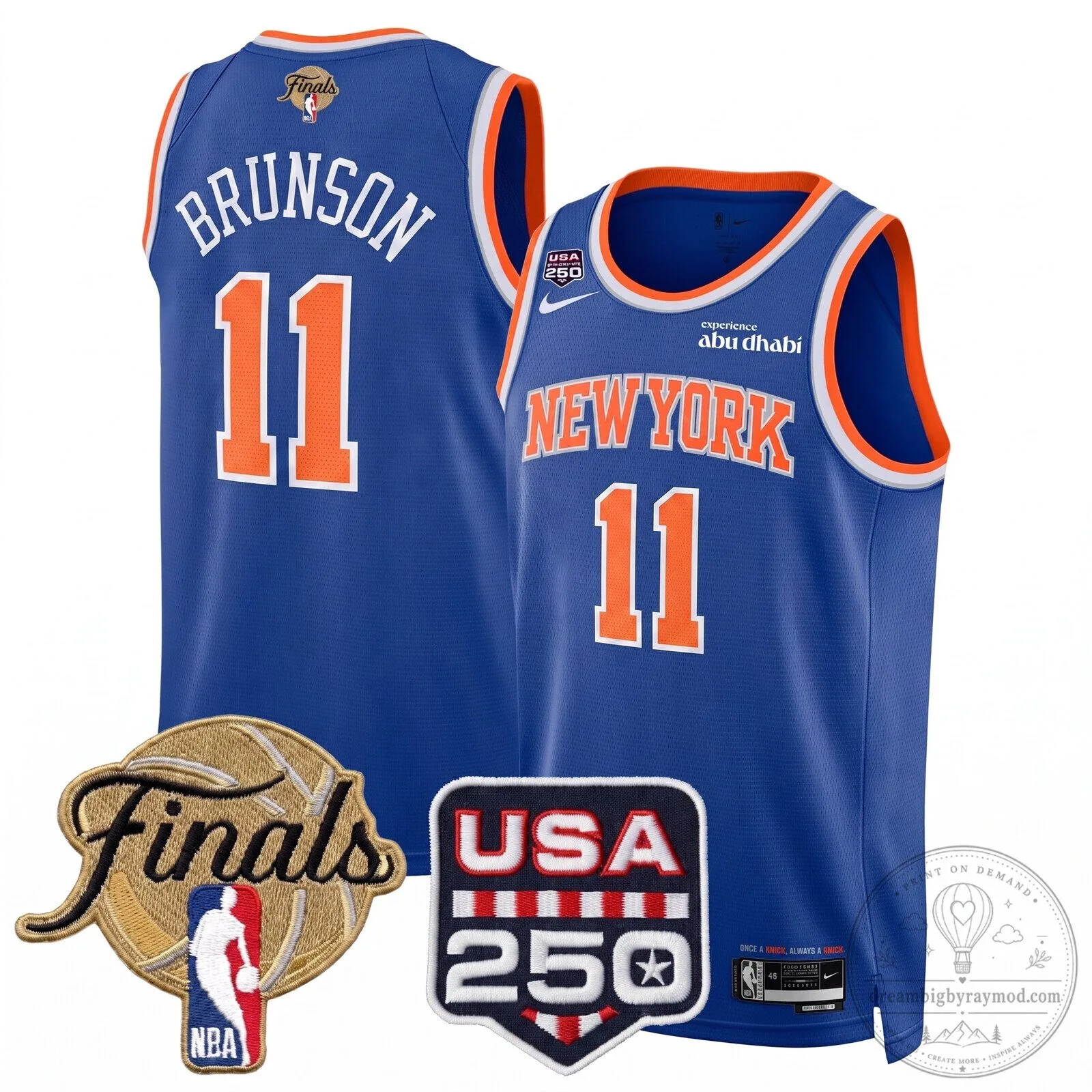 Jalen Brunson New York Knicks NBA Finals Blue Basketball Jersey