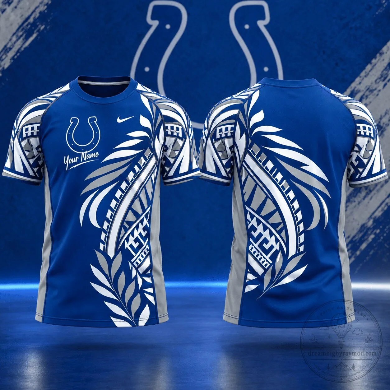 Indianapolis Colts NFL Football Tribal Graphic Custom Name T-Shirt