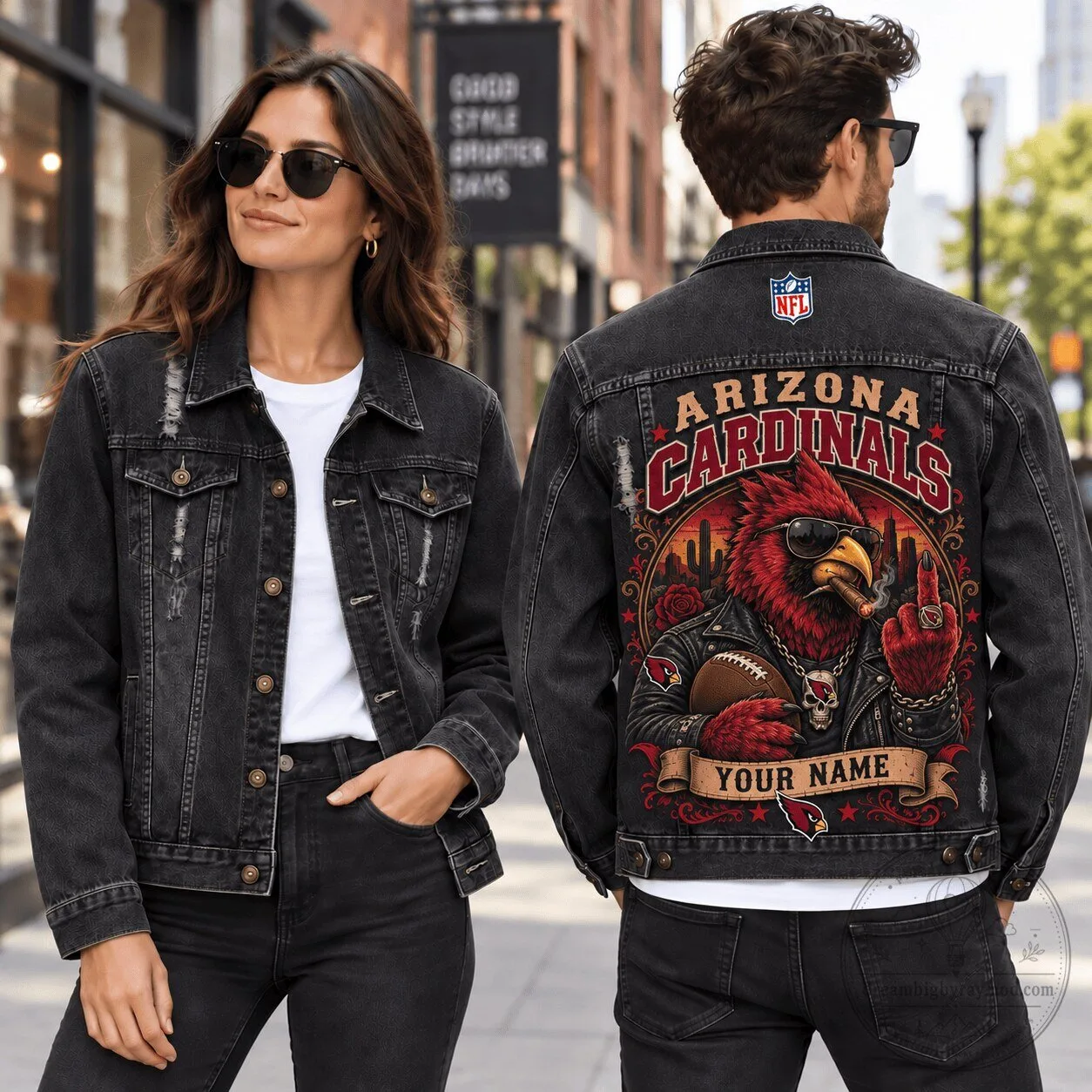 Arizona Cardinals Football Team Personalized Denim Jacket