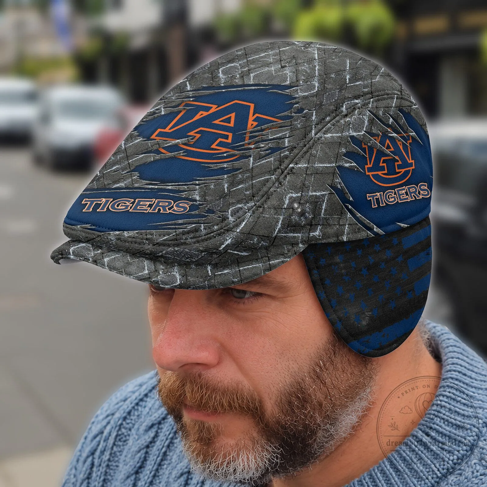 Auburn Tigers NCAA Flat Cap with Foldable Ear Flaps