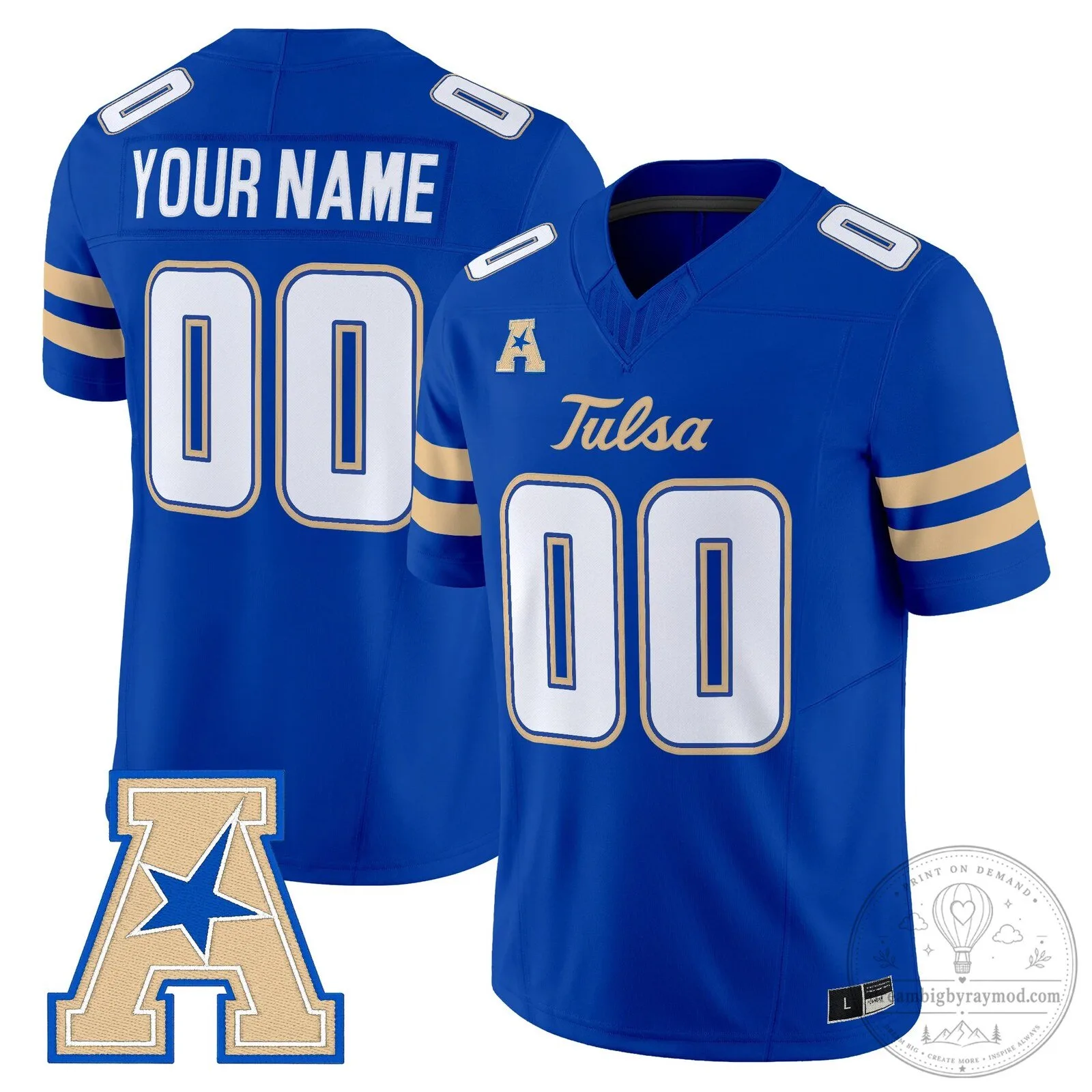 Tulsa Golden Hurricane Custom Football Jersey with Personalized Name and Number