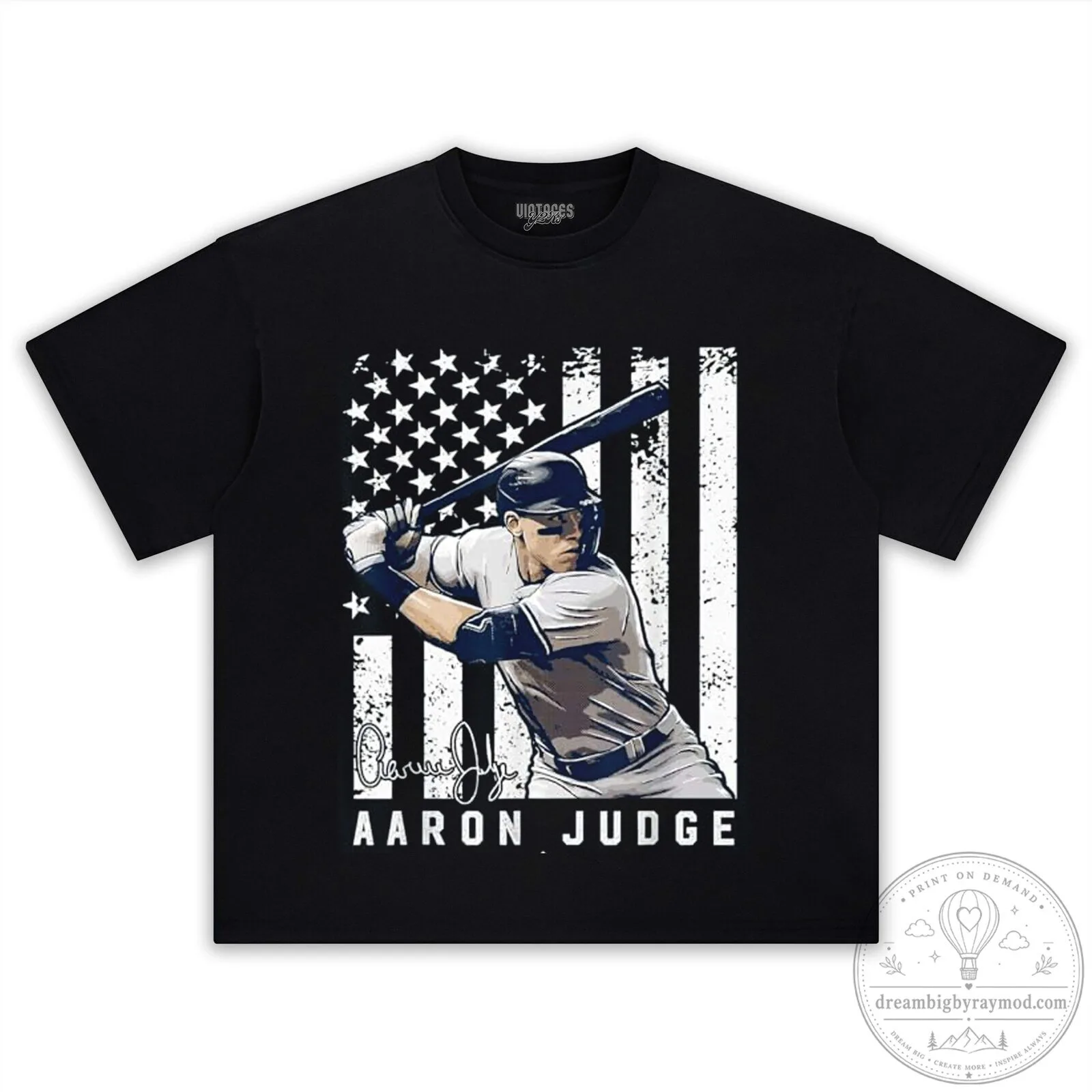 Aaron Judge New York Baseball Player American Flag Graphic T-Shirt