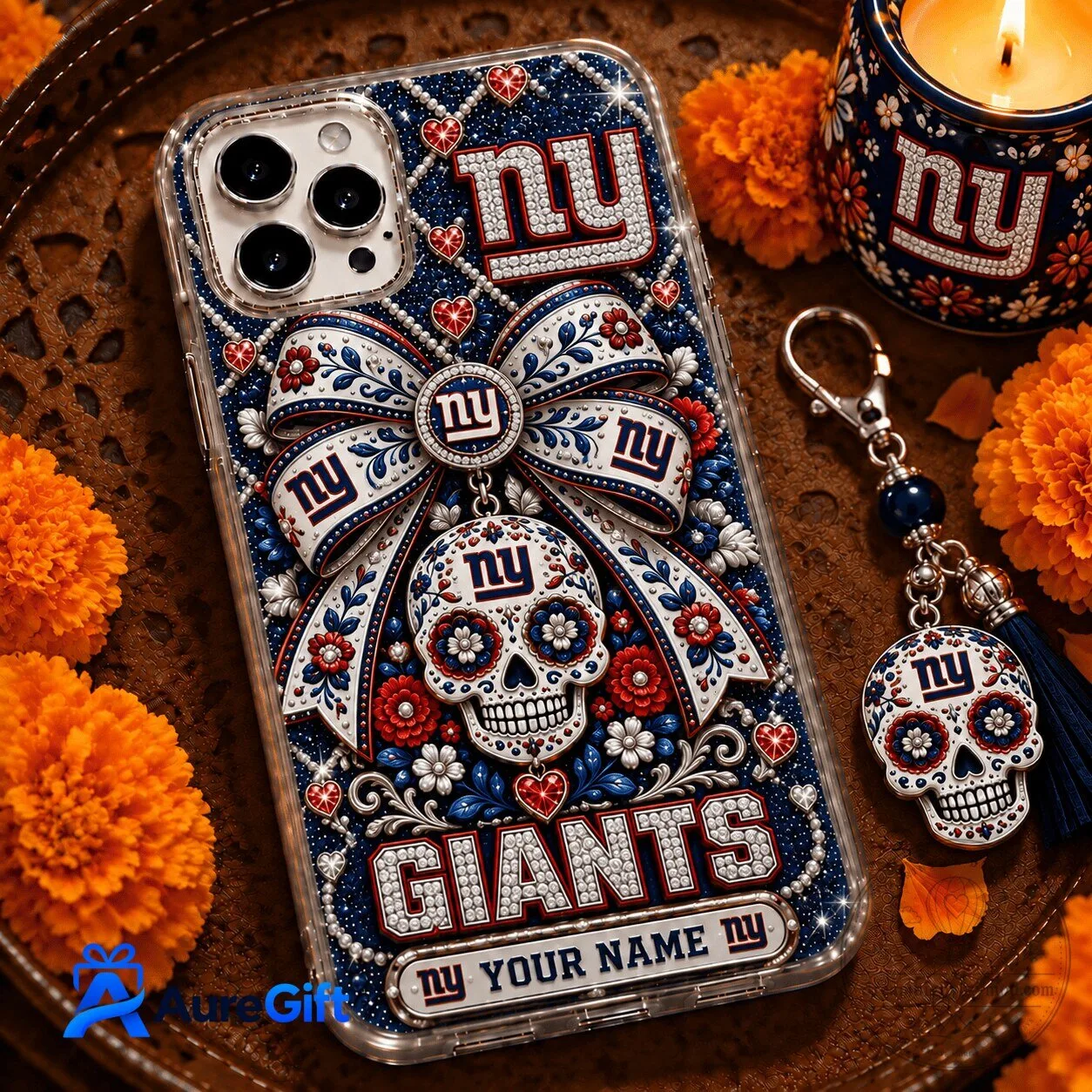New York Giants NFL Dia de los Muertos Sugar Skull Phone Case