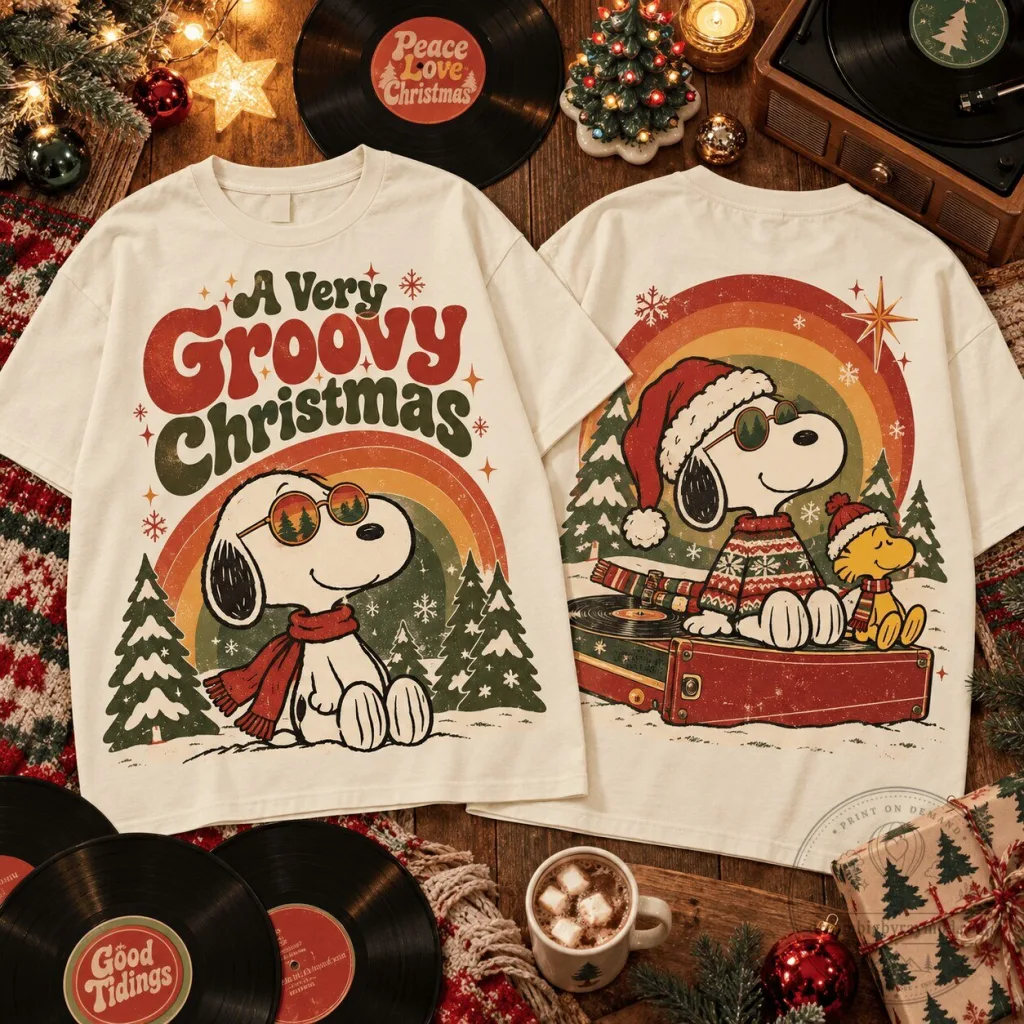 Snoopy A Very Groovy Christmas Vintage Retro Holiday T-Shirt Snoopy A Very Groovy Christmas Vintage Retro Holiday T-Shirt
