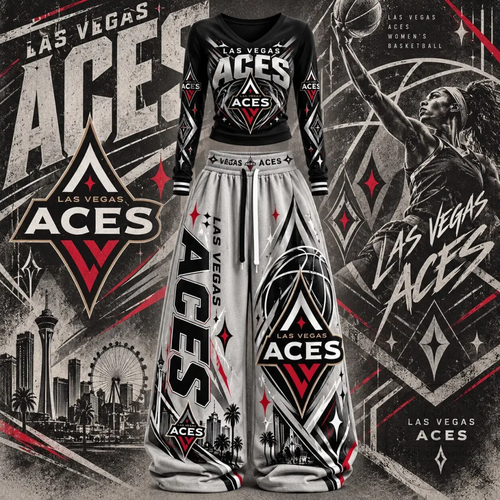 Las Vegas Aces Women's Basketball Long Sleeve Shirt and Pants Set Las Vegas Aces Women's Basketball Long Sleeve Shirt and Pants Set