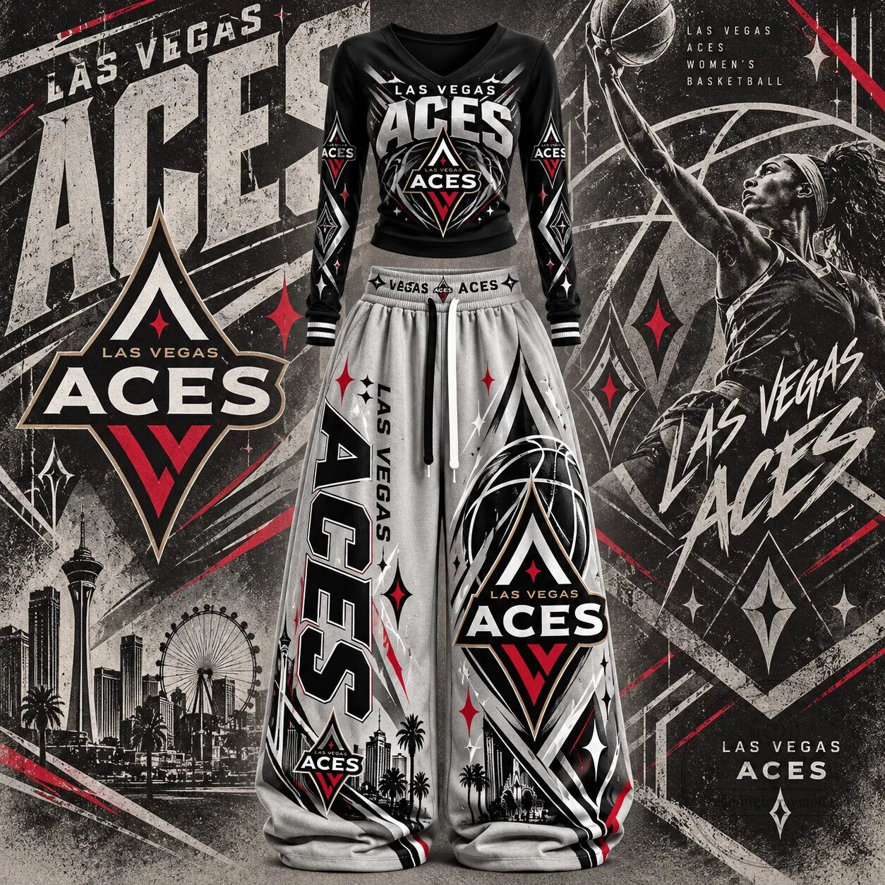Las Vegas Aces Women's Basketball Long Sleeve Shirt and Pants Set