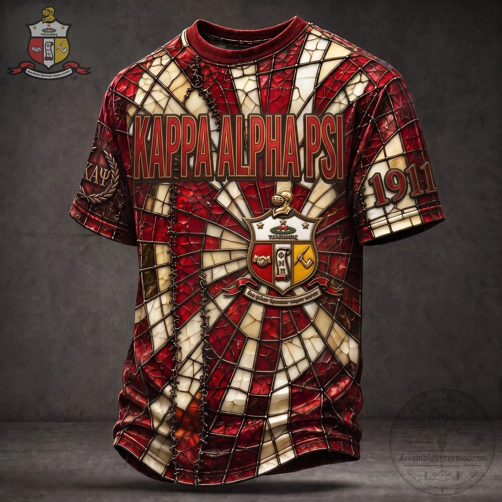 Kappa Alpha Psi Fraternity Stained Glass Window Design T-Shirt