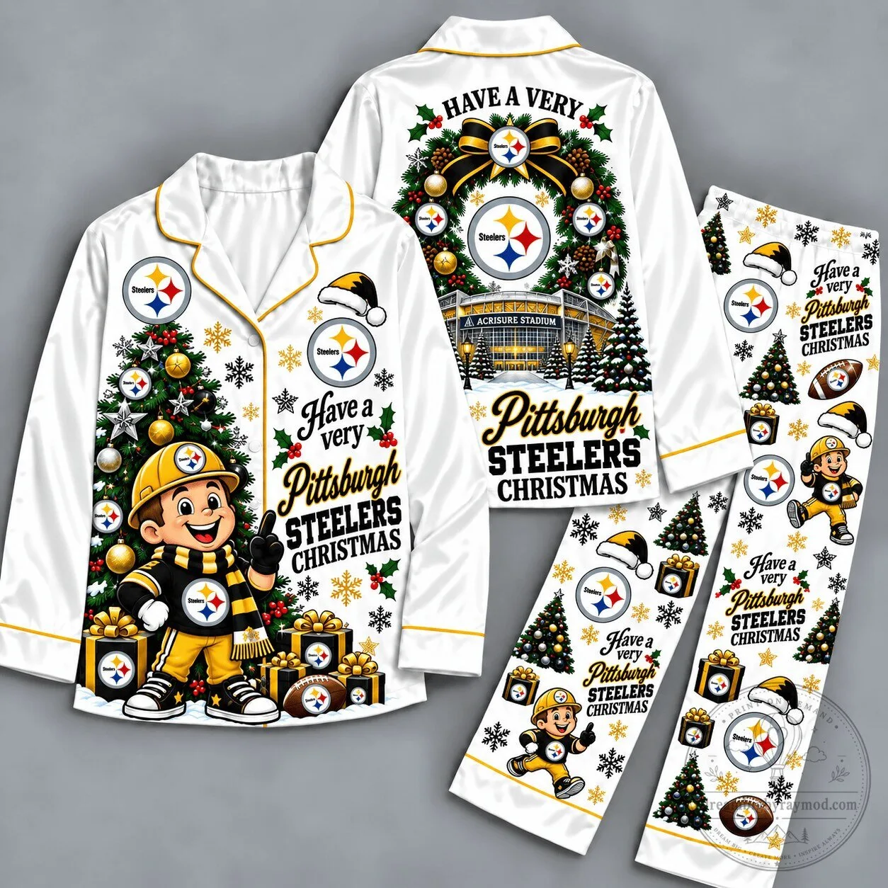 Christmas Holiday Pajama Set for Pittsburgh Steelers Fans