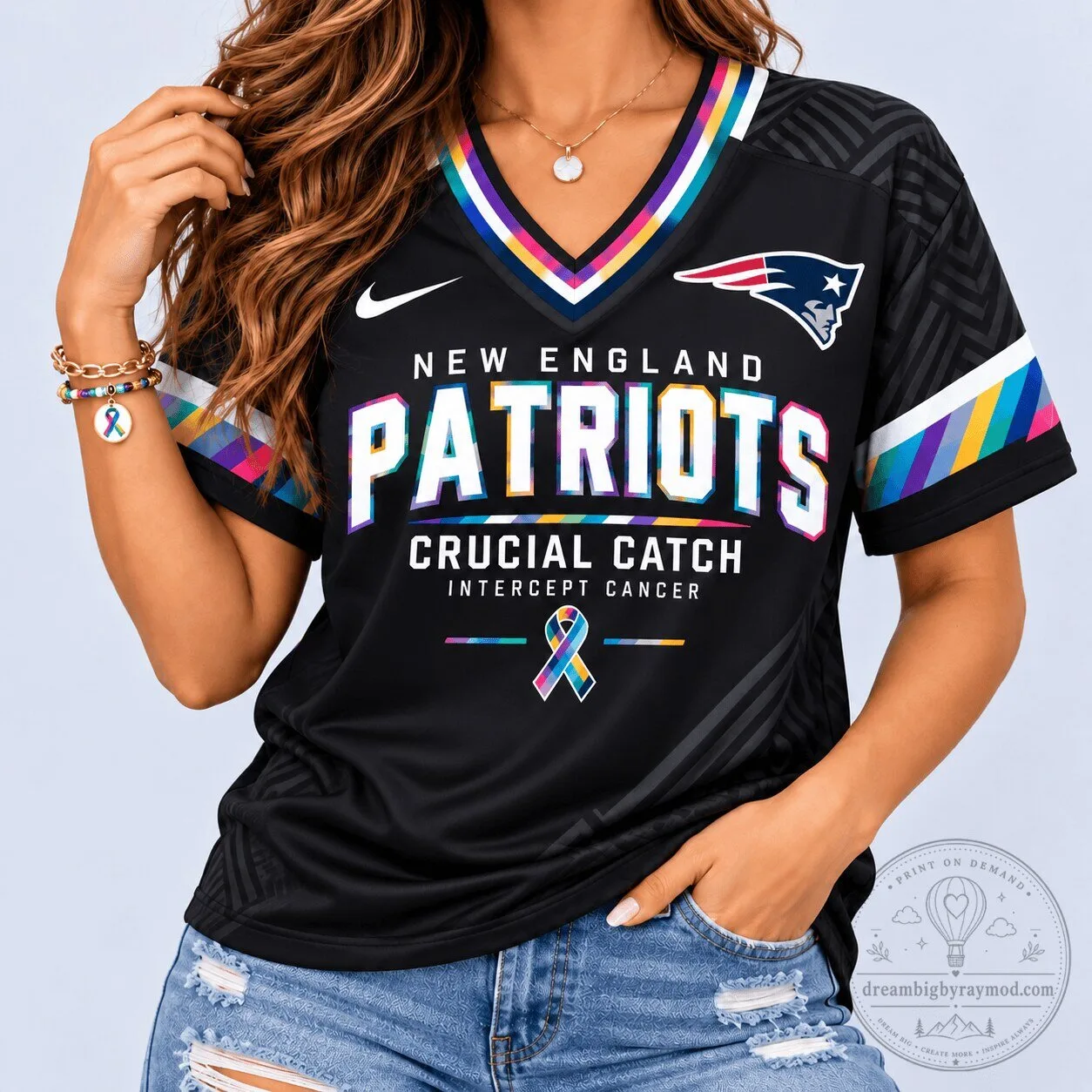 New England Patriots Intercept Cancer Jersey for Crucial Catch Initiative