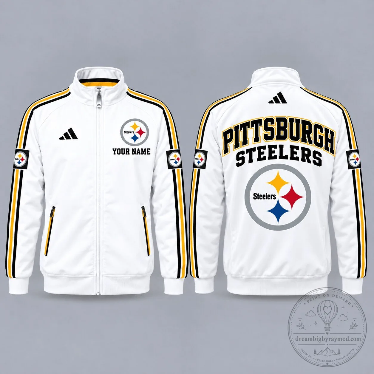 Pittsburgh Steelers Personalized Full-Zip Casual Track Jacket for Men