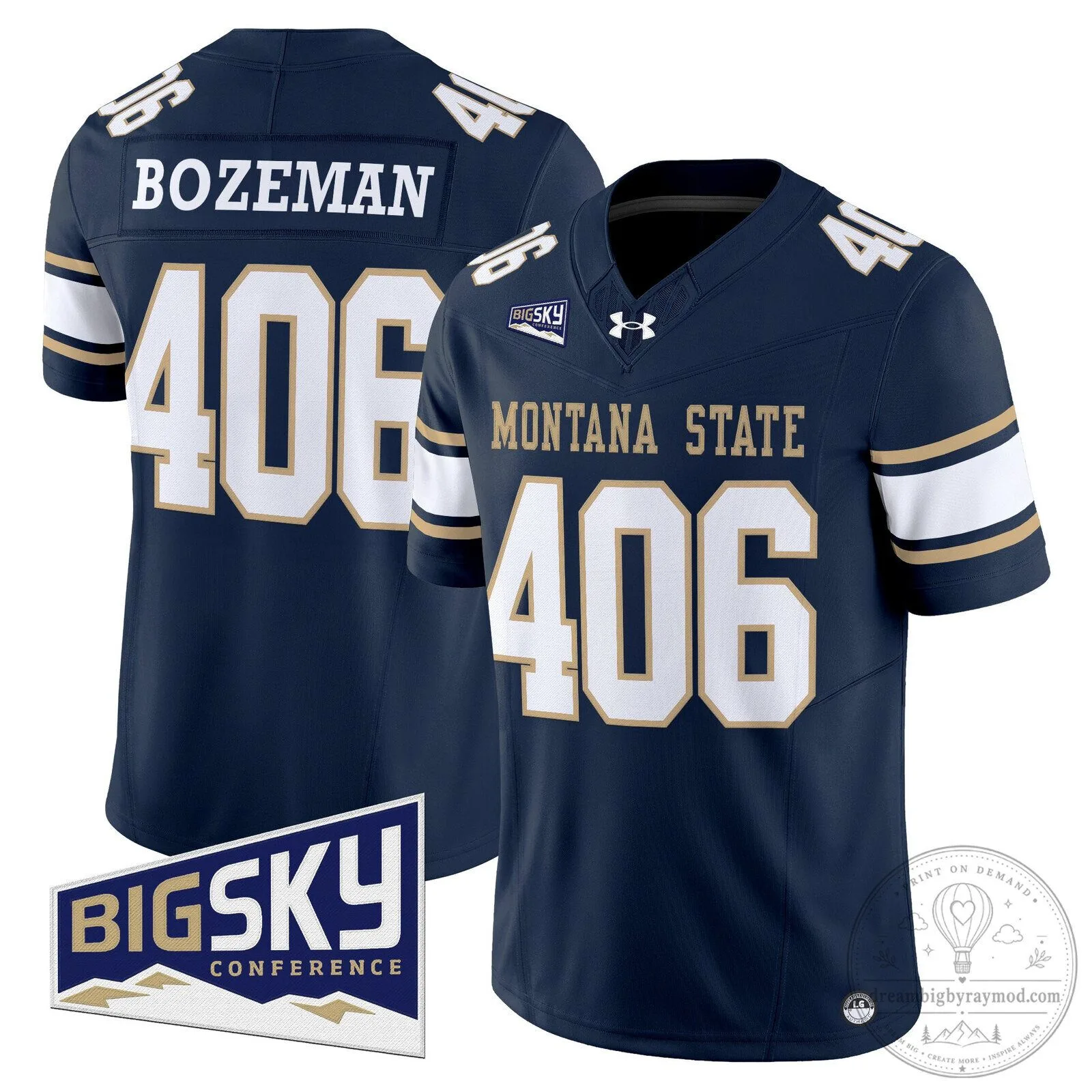 Montana State Bobcats Youth Navy Blue Football Jersey