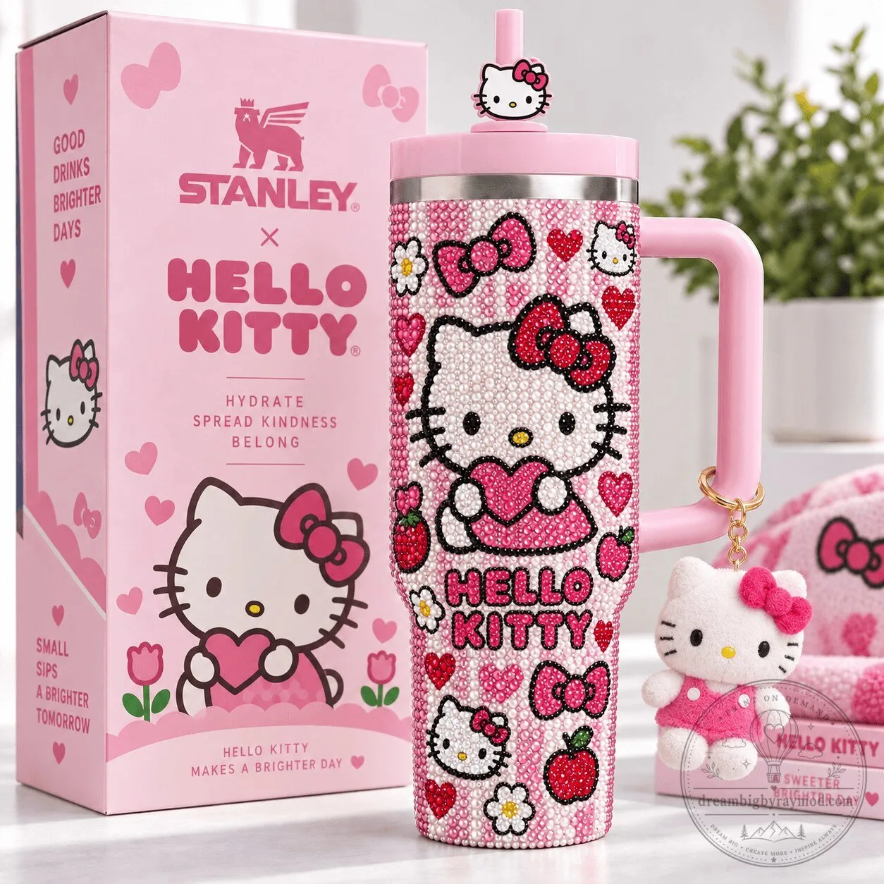 Hello Kitty Stanley Rhinestone Tumbler With Handle and Straw