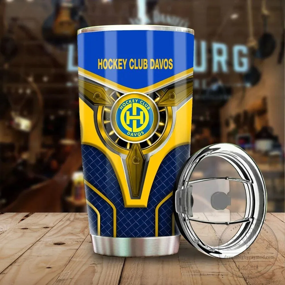 Hockey Club Davos Blue and Yellow Team Logo Tumbler