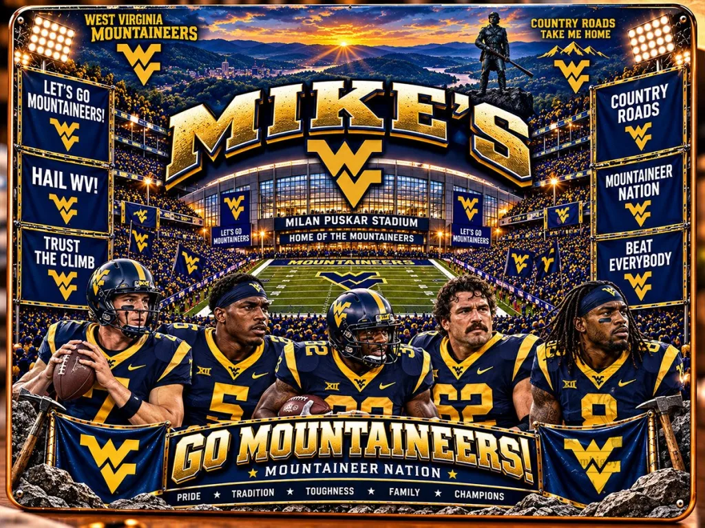 West Virginia Mountaineers Football Team Milan Puskar Stadium Wall Art West Virginia Mountaineers Football Team Milan Puskar Stadium Wall Art