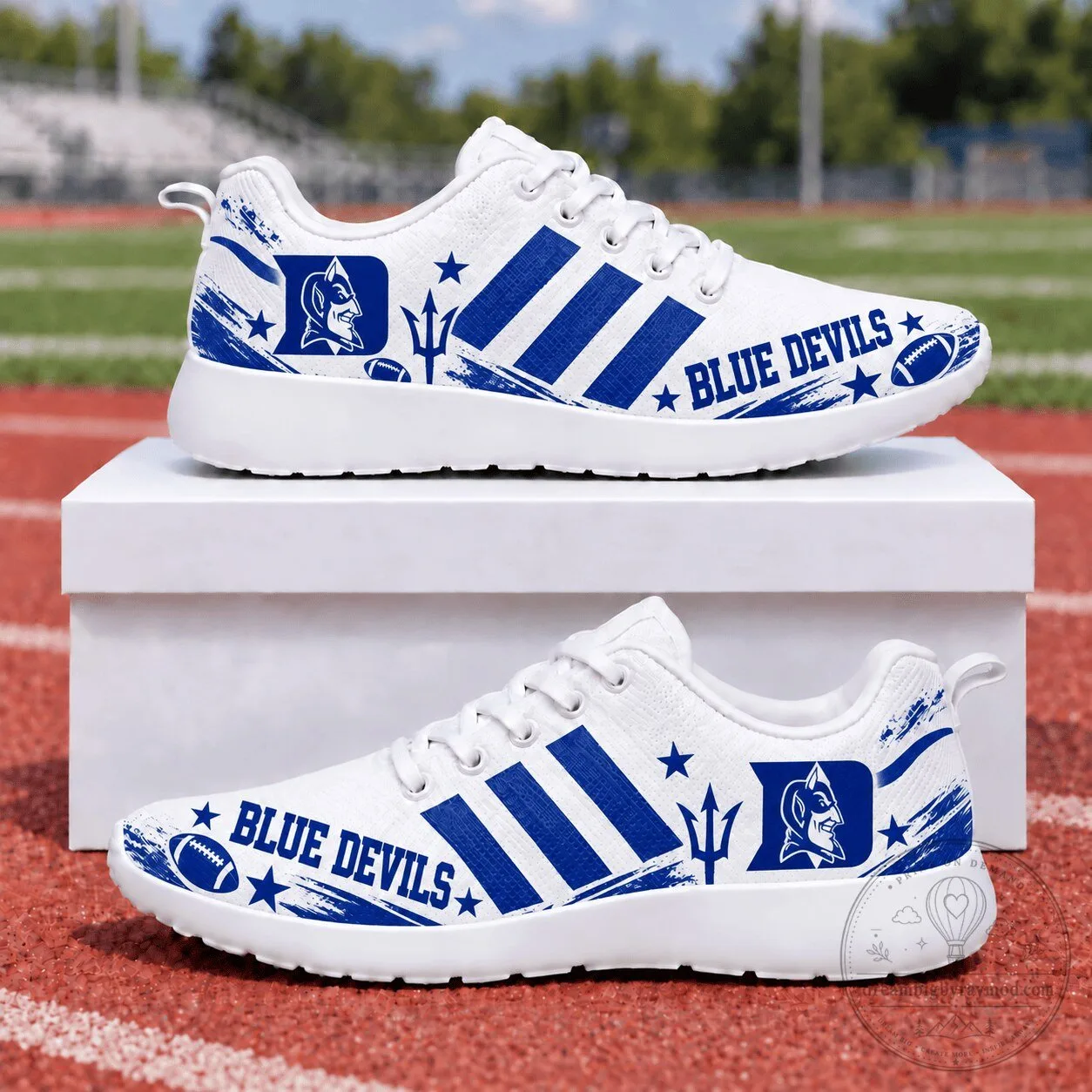 Duke Blue Devils White and Blue Athletic Sneakers for Game Day