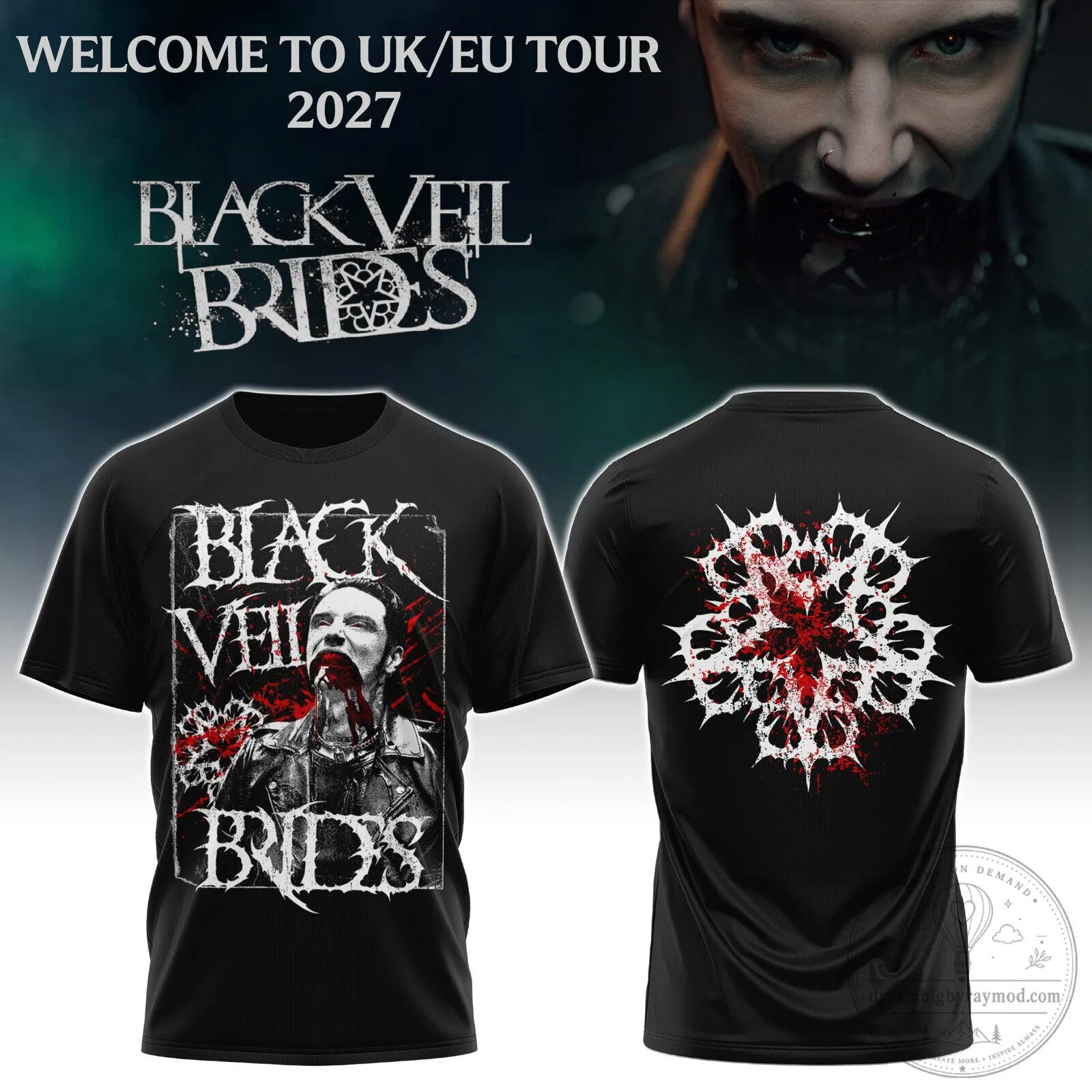 Black Veil Brides Band Logo Dark Gothic Rock Music Concert T-Shirt