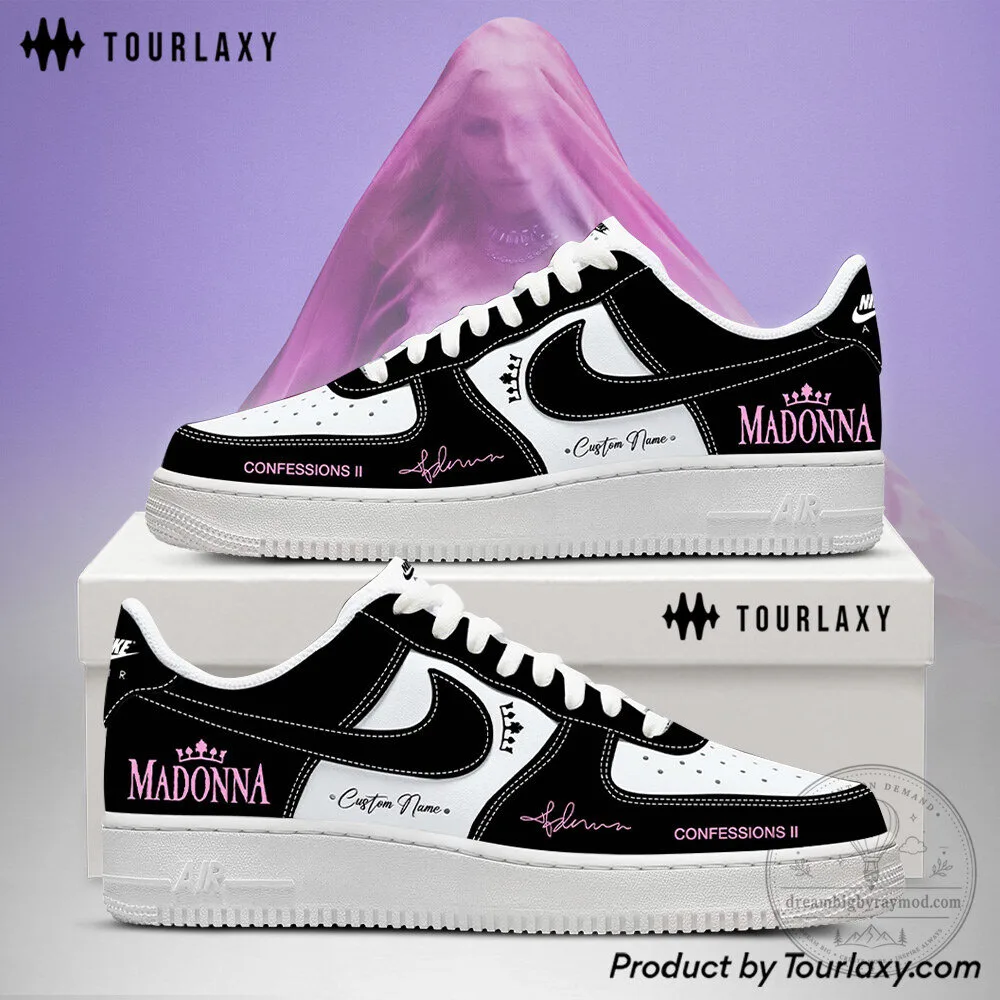 Madonna Confessions II Tour 2026 Custom Name Black and White Shoes