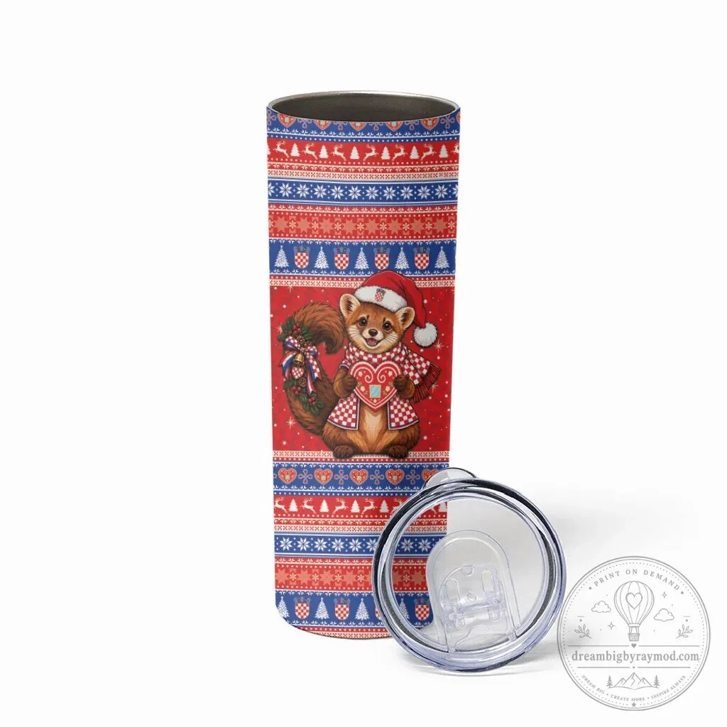 Croatia Christmas Squirrel Licitar Heart Ugly Sweater Pattern Tumbler 6 Croatia Christmas Squirrel Licitar Heart Ugly Sweater Pattern Tumbler