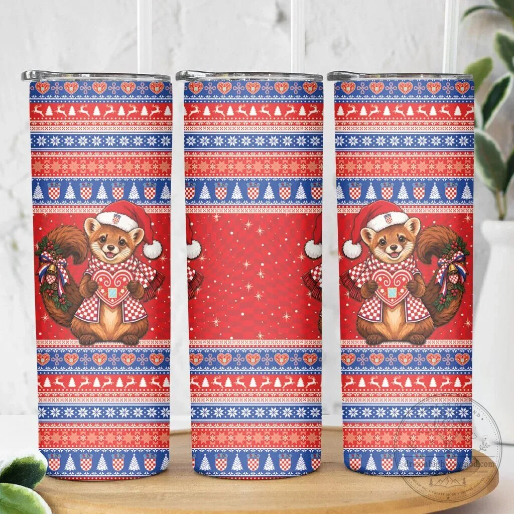 Croatia Christmas Squirrel Licitar Heart Ugly Sweater Pattern Tumbler 8 Croatia Christmas Squirrel Licitar Heart Ugly Sweater Pattern Tumbler