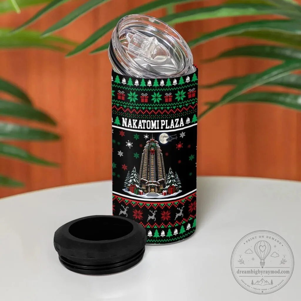Nakatomi Plaza Christmas Party Ugly Sweater Die Hard Movie Can Cooler Tumbler 10 Nakatomi Plaza Christmas Party Ugly Sweater Die Hard Movie Can Cooler Tumbler