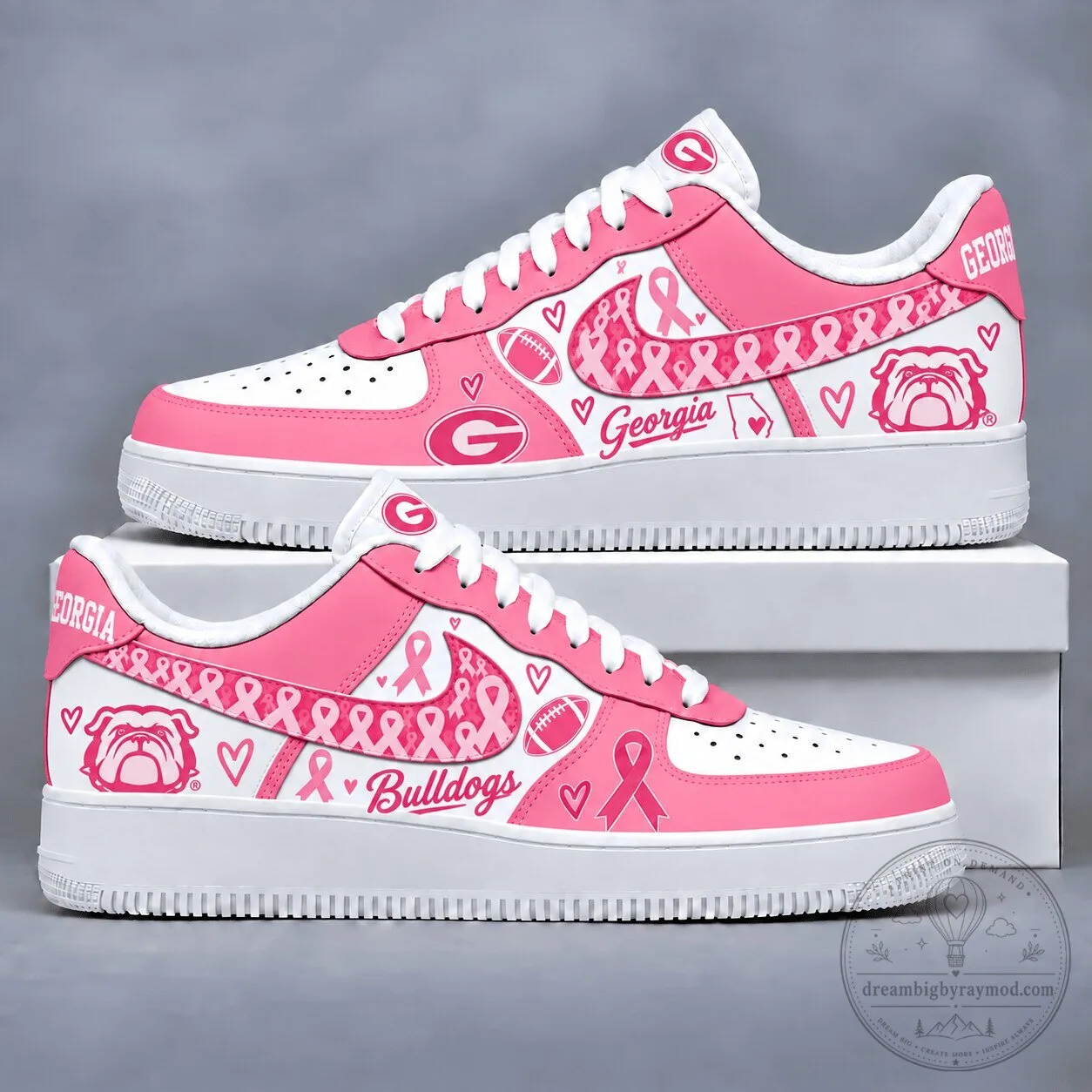 Georgia Bulldogs Breast Cancer Awareness Pink Ribbon Custom Shoes